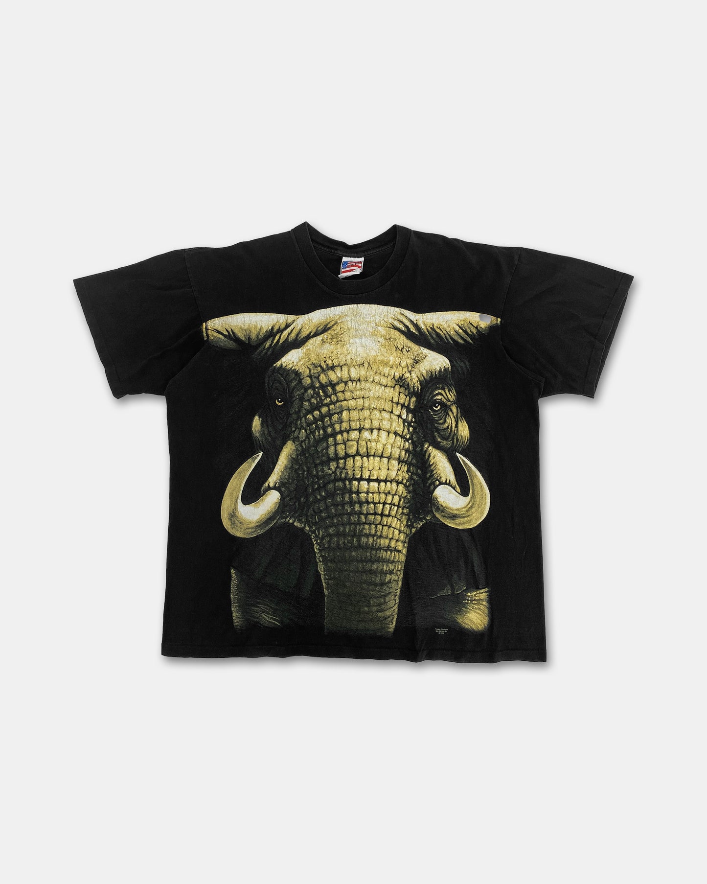 Vintage 1994 Big Elephant Graphic Single Stitch T-Shirt Black