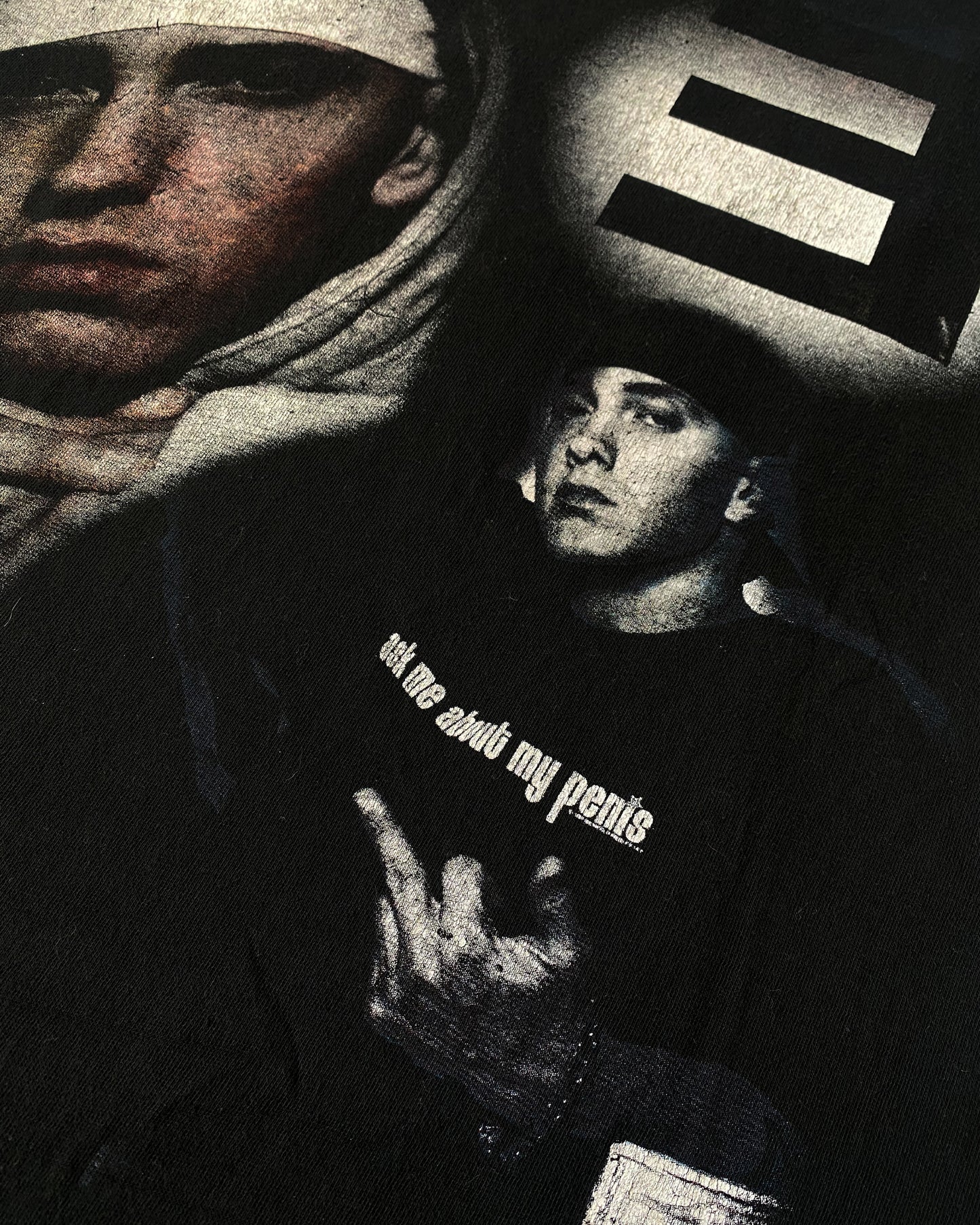 Vintage 2002 Eminem Collage Rap T-Shirt Schwarz 