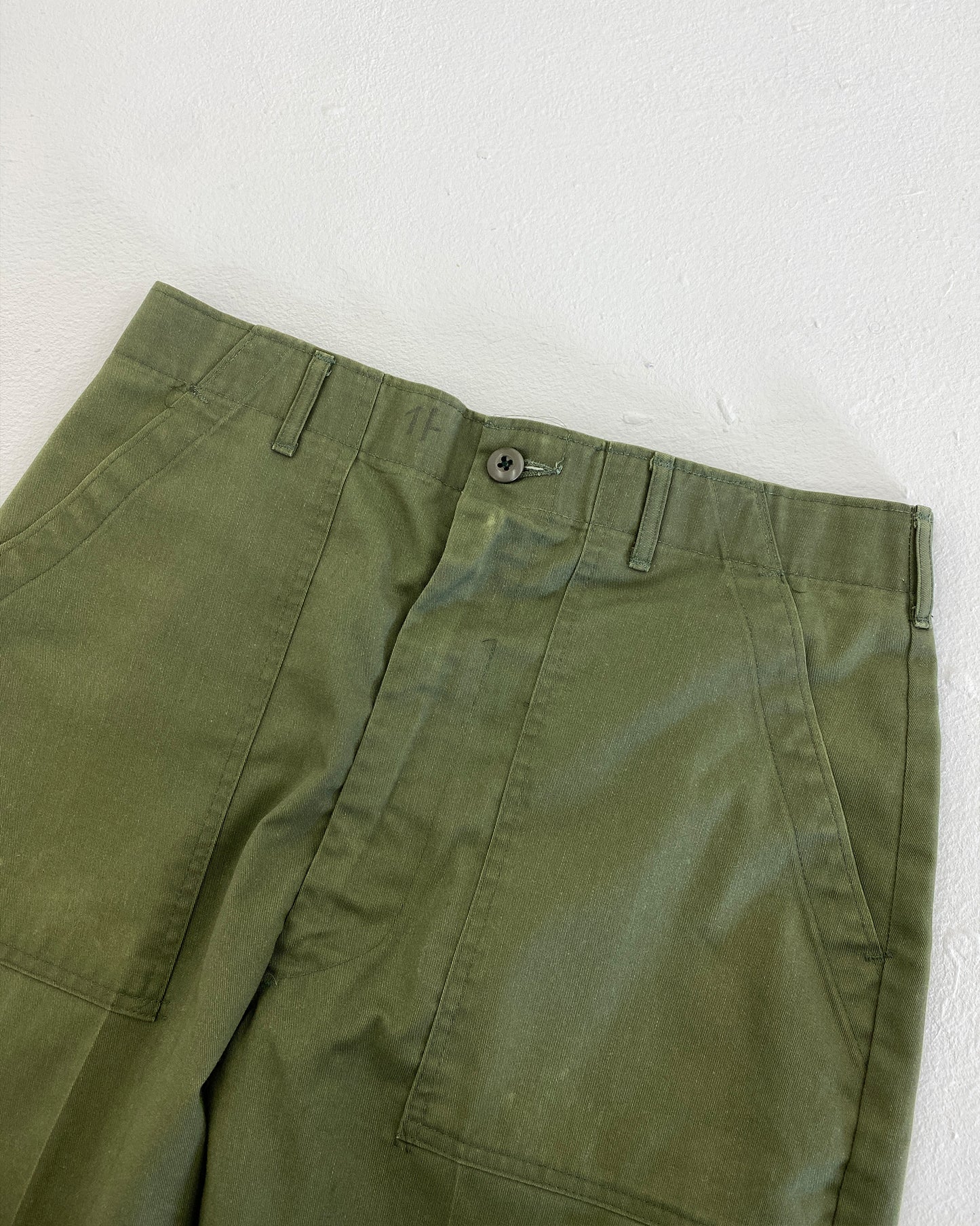 Vintage 1970er Vietnam Fatique Hose Grün 