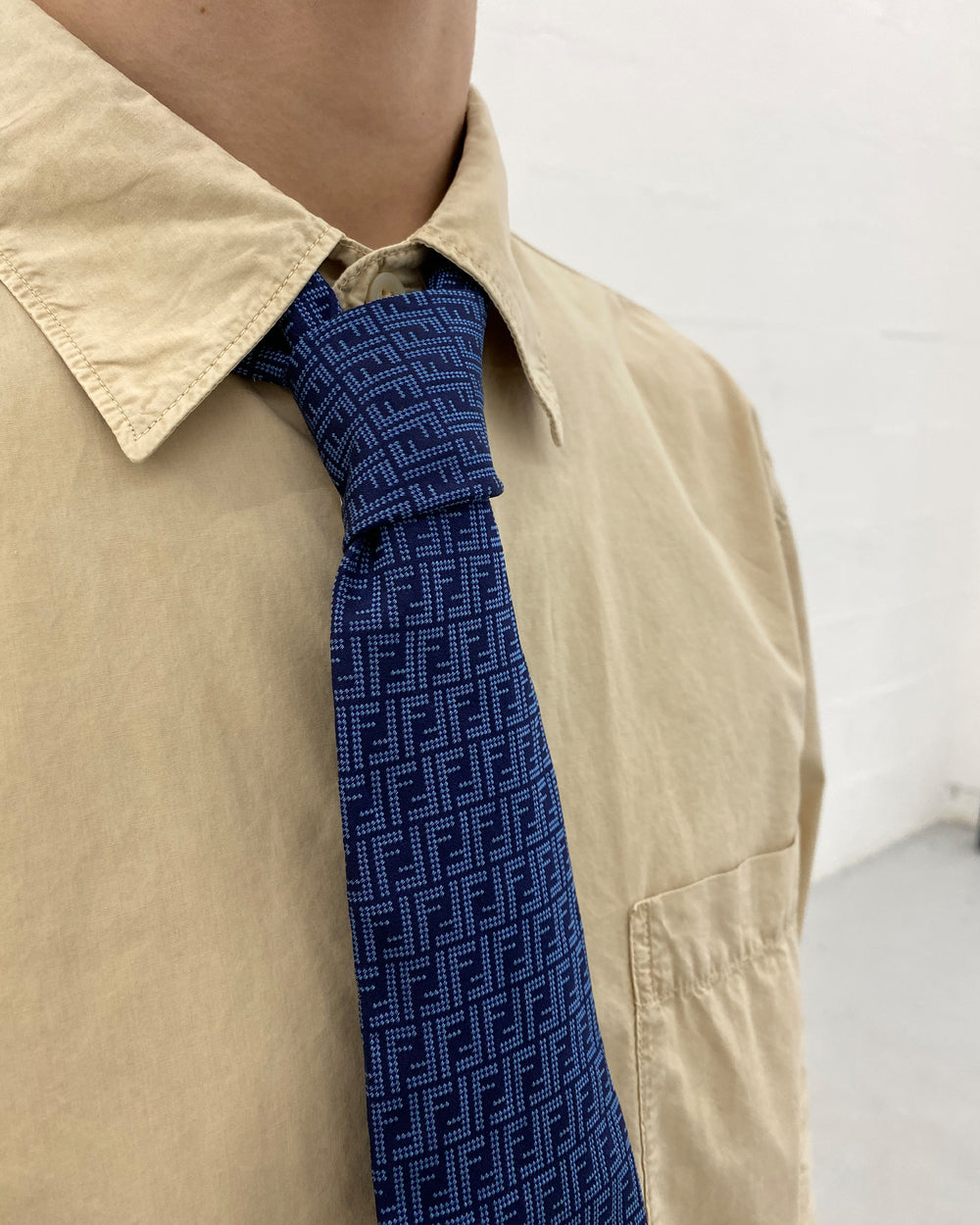 Fendi 2000s Monogram Tie Blue