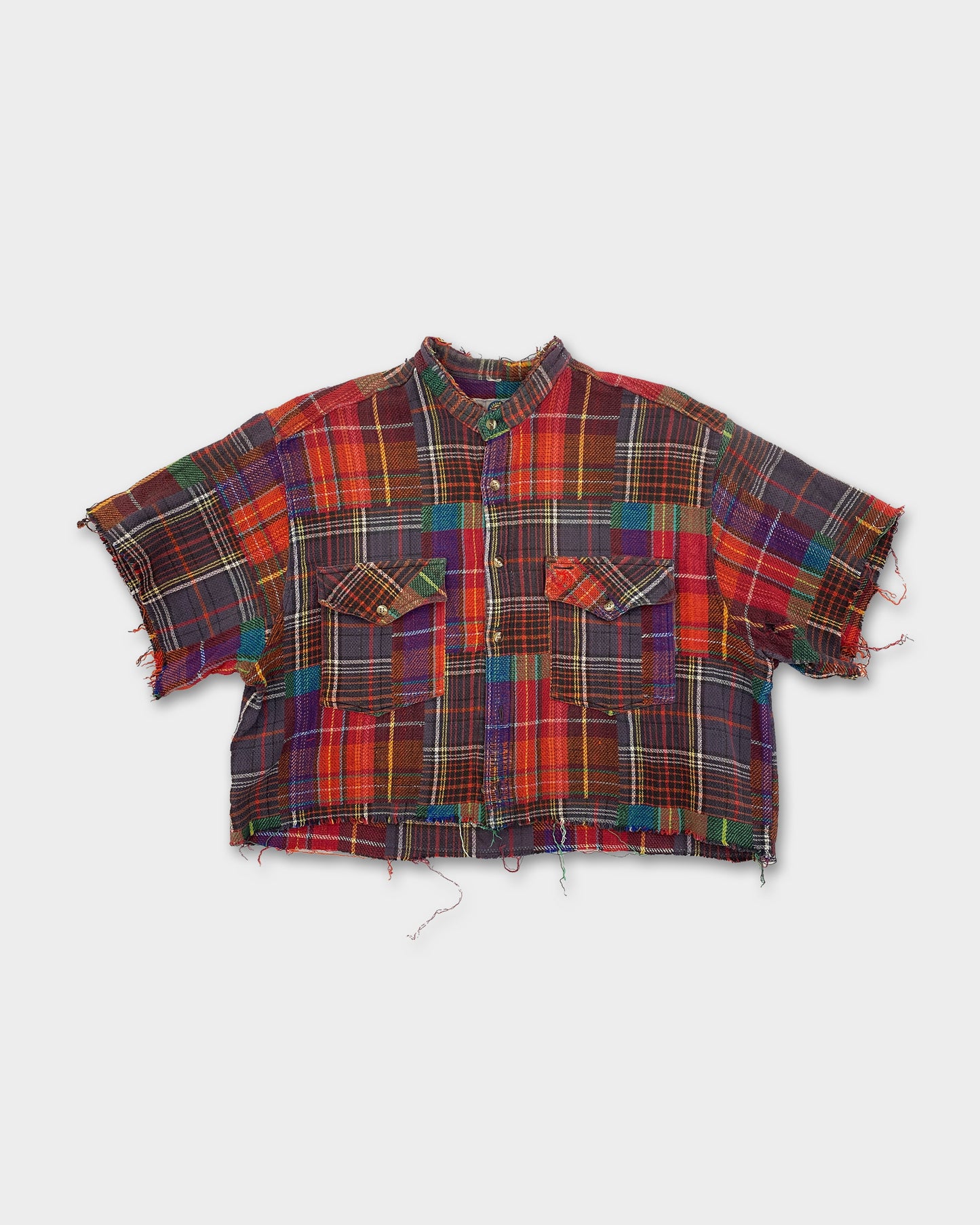 Fjällräven 1980s Cropped Tartan Kurzarmhemd Rot 