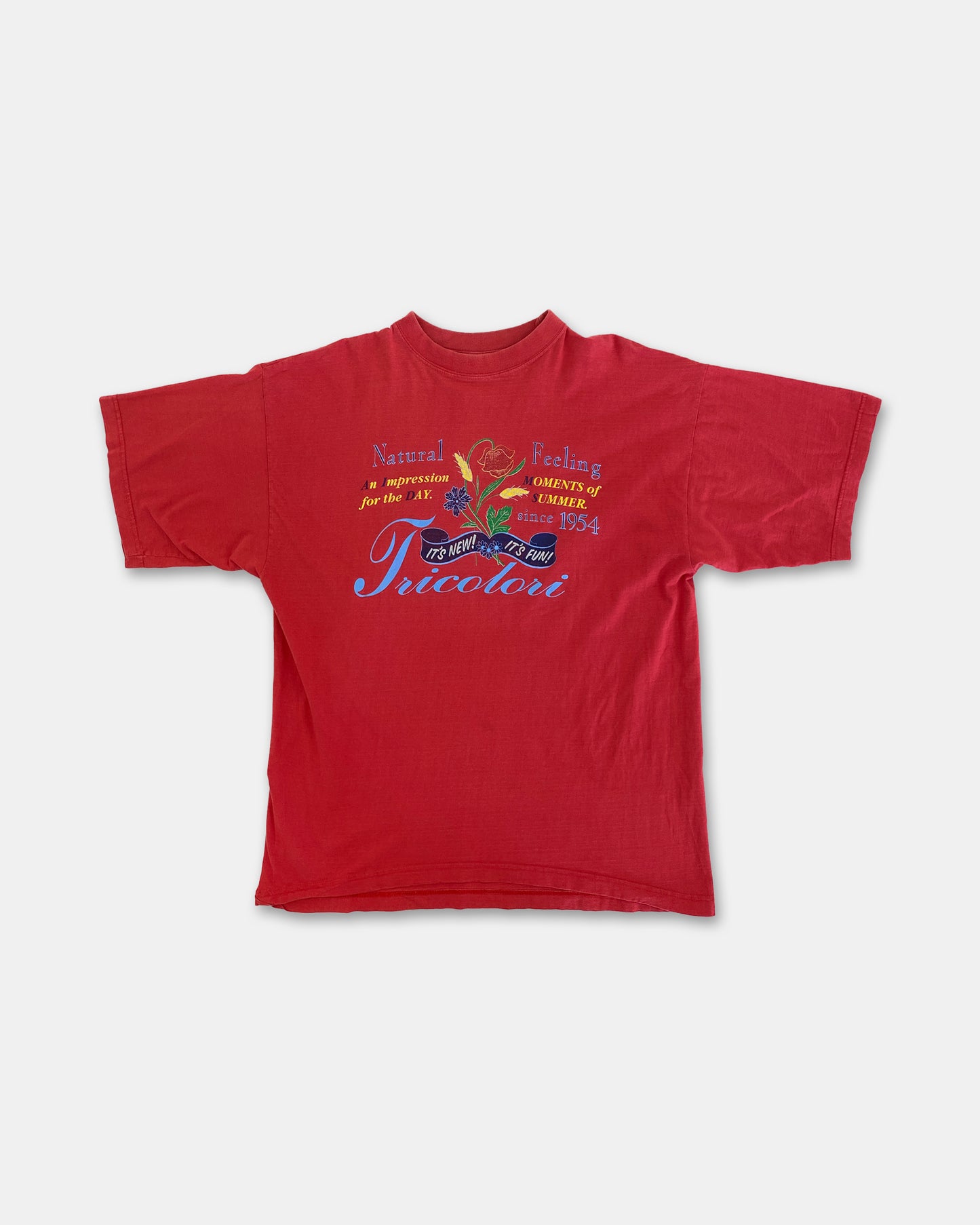 Vintage 1990er Blumendruck T-Shirt Rosa Rot 