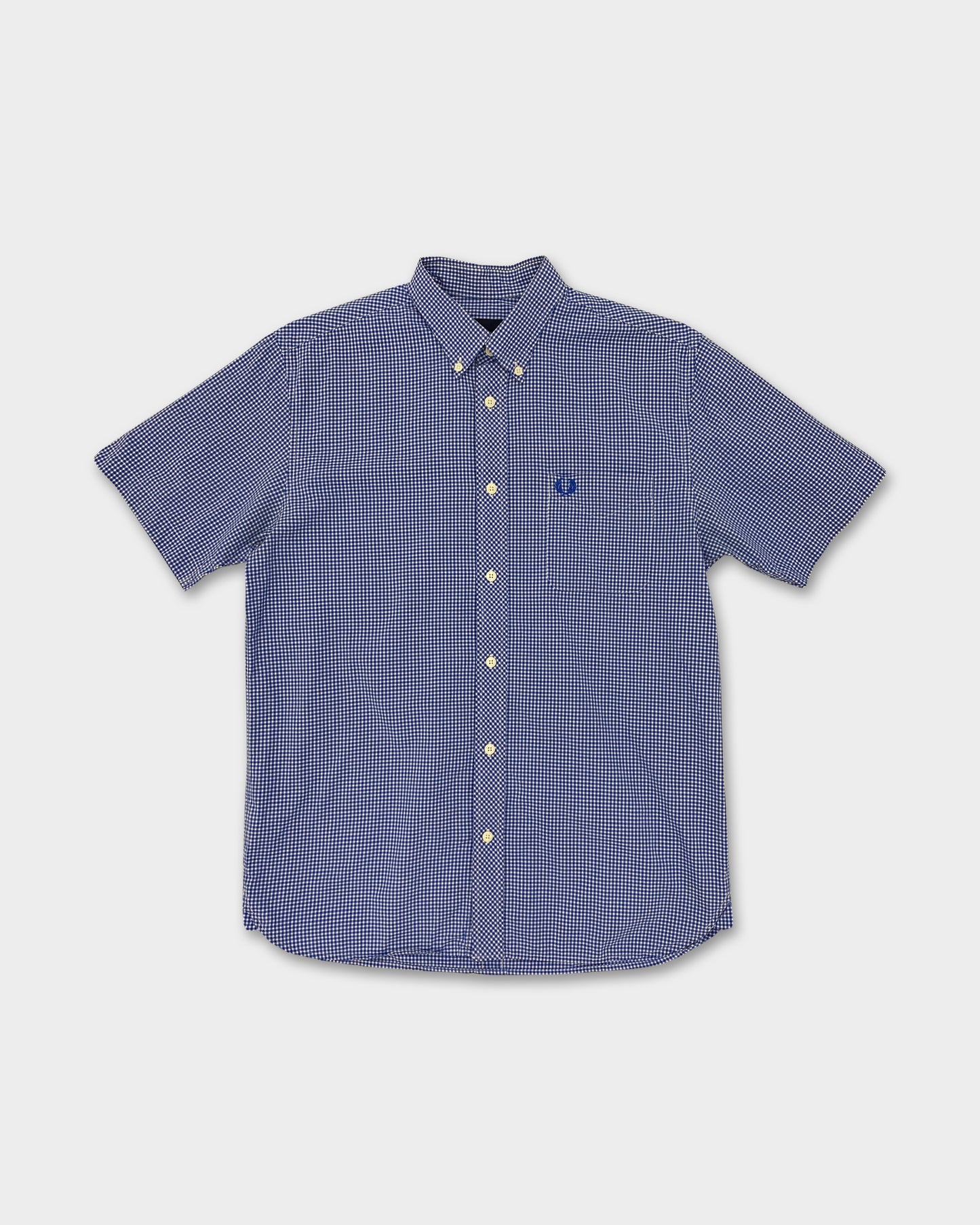 Fred Perry 2010s Tartan Short Sleeve Button Down Shirt Blue