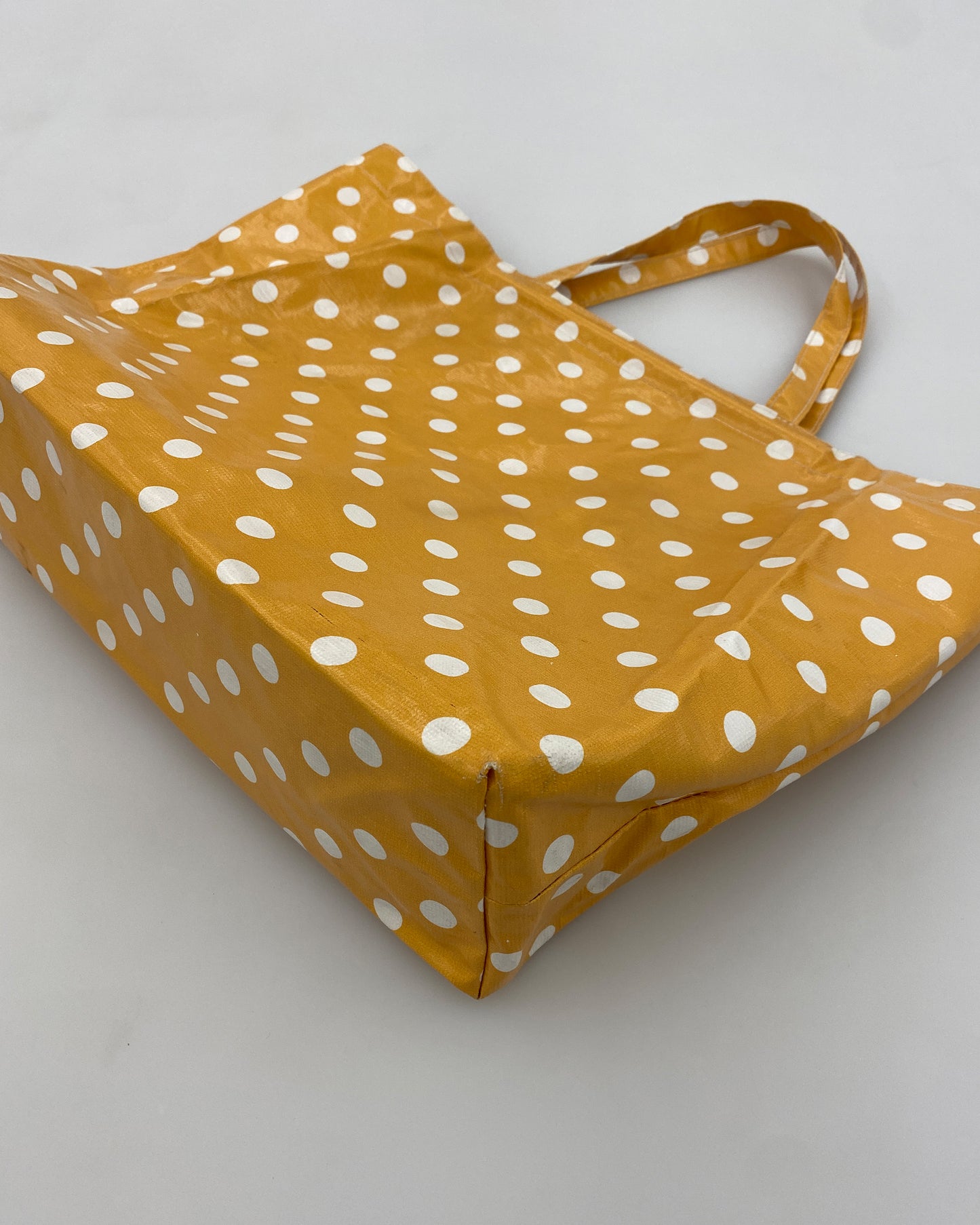 Vintage 1970s Polka Dot Tote Bag Yellow