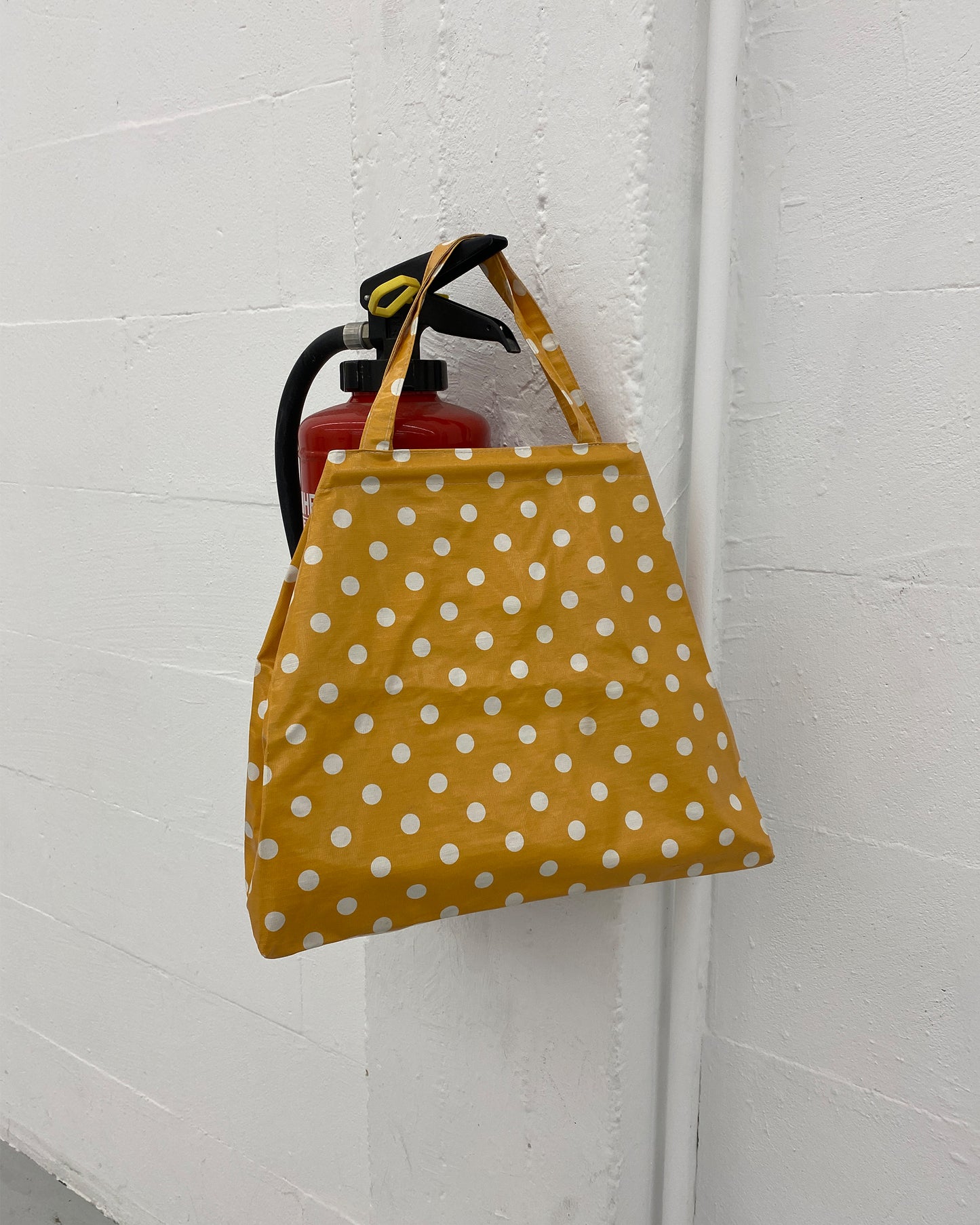 Vintage 1970s Polka Dot Tote Bag Yellow