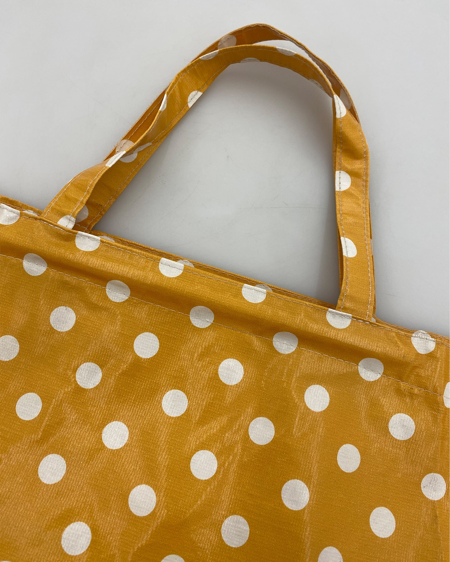 Vintage 1970s Polka Dot Tote Bag Yellow