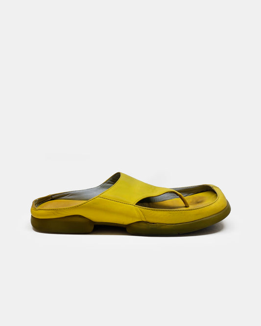 Vintage 1990s Leather Mules Yellow