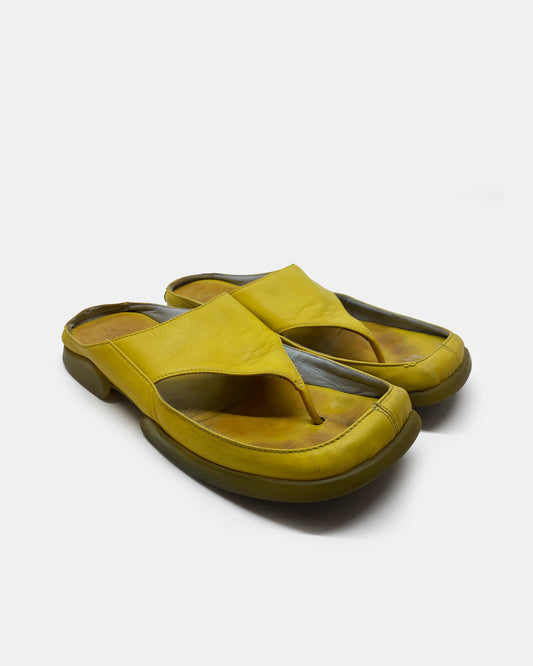 Vintage 1990s Leather Mules Yellow