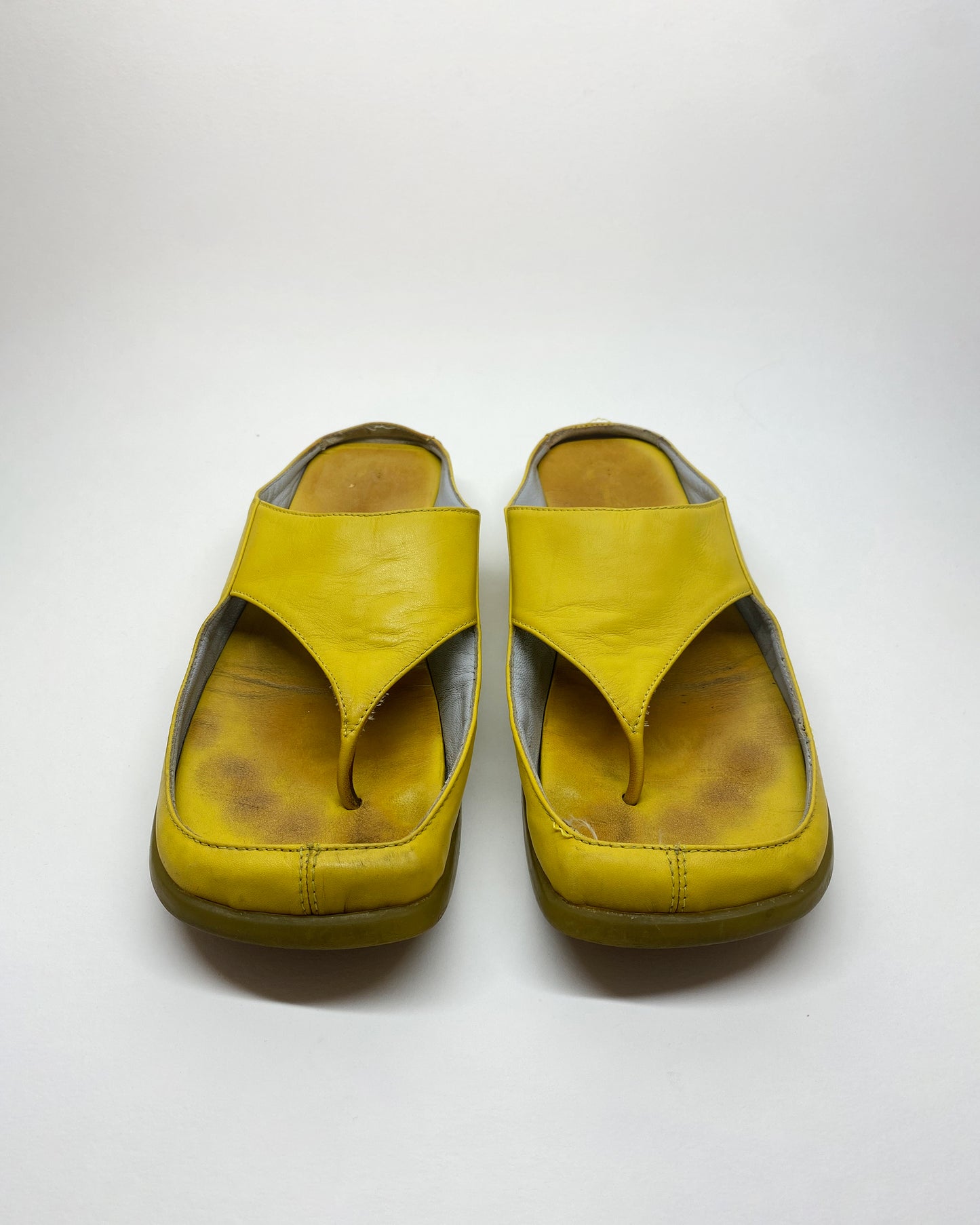 Vintage 1990s Leather Mules Yellow