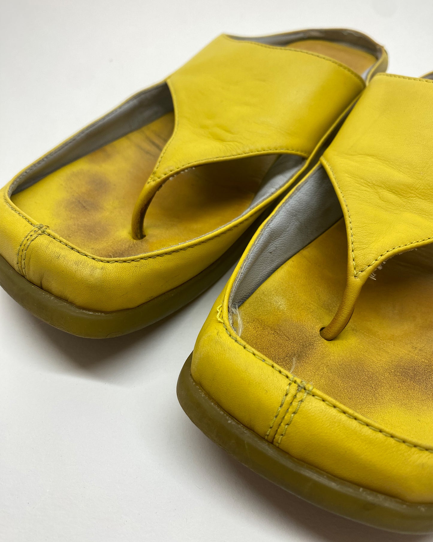 Vintage 1990s Leather Mules Yellow