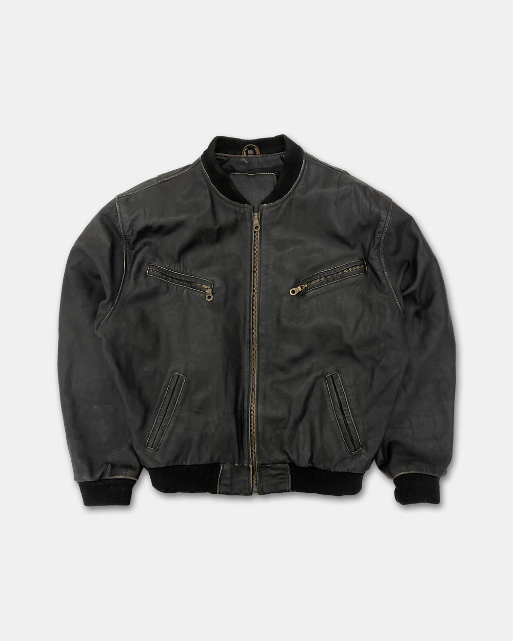 Gipsy 1990s Riri Zip Bomber Leather Jacket Black