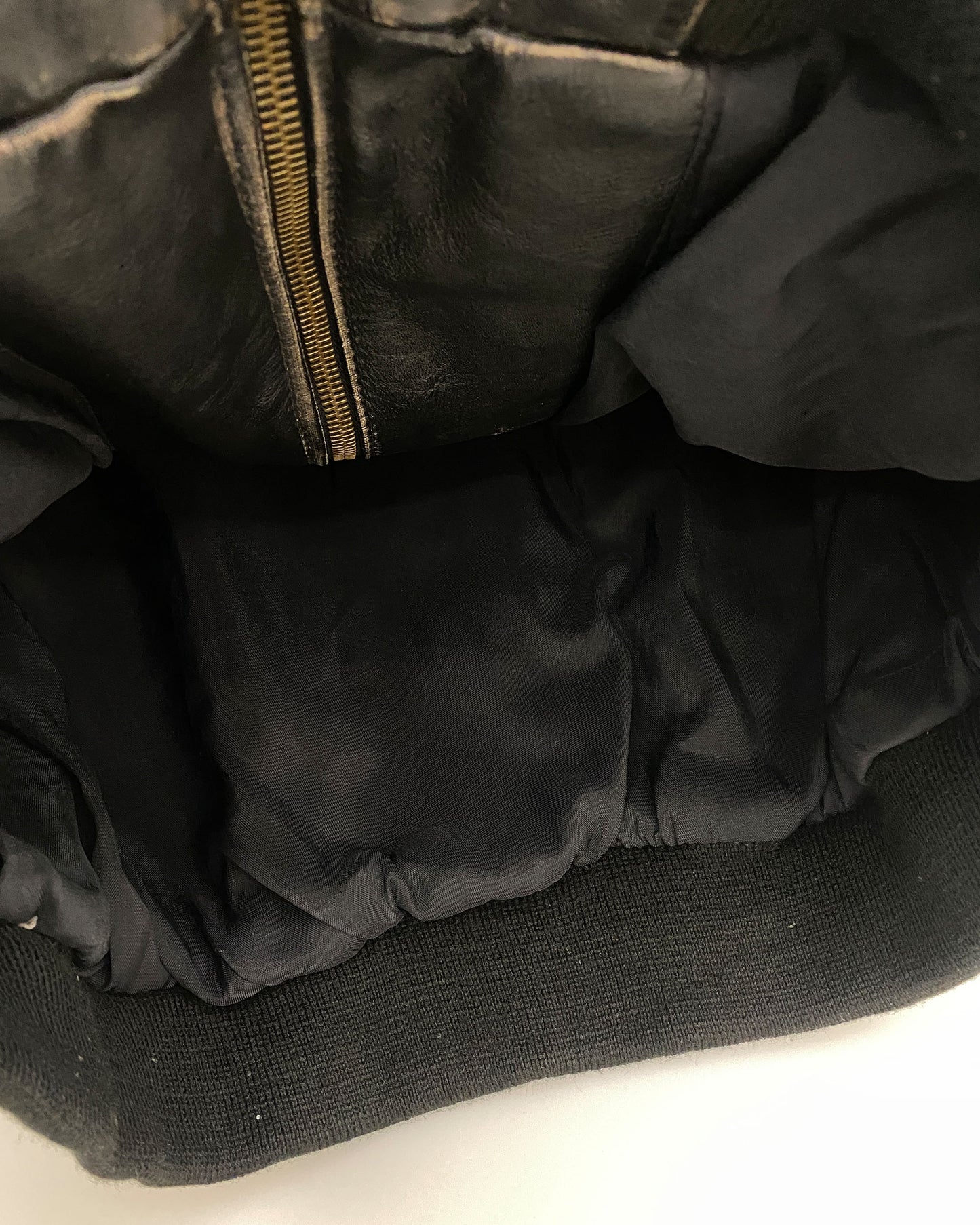 Gipsy 1990er Riri Bomberjacke aus Leder mit Reißverschluss, Schwarz 