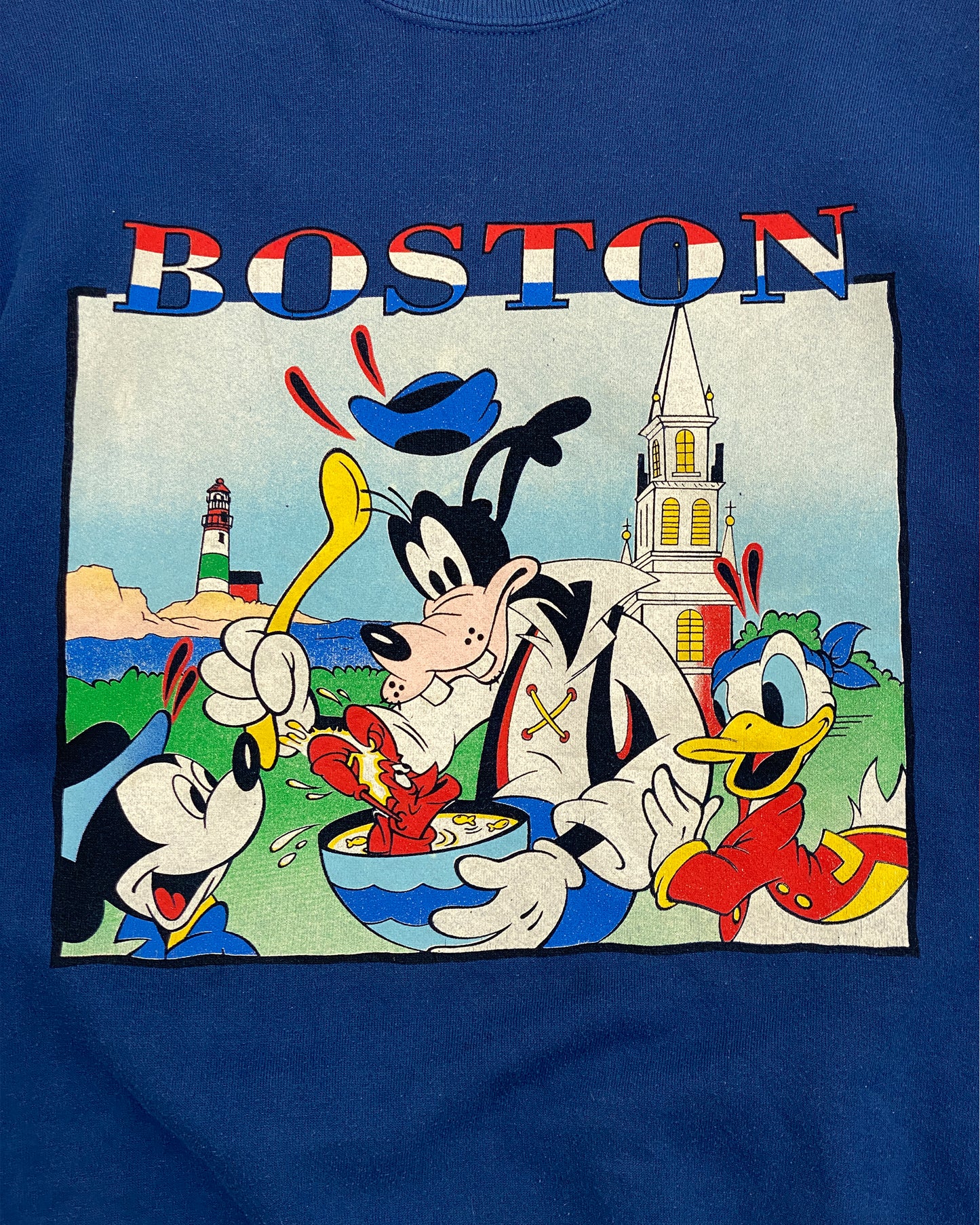 Vintage 1980s Made in USA Disney Boston Crewneck Blue