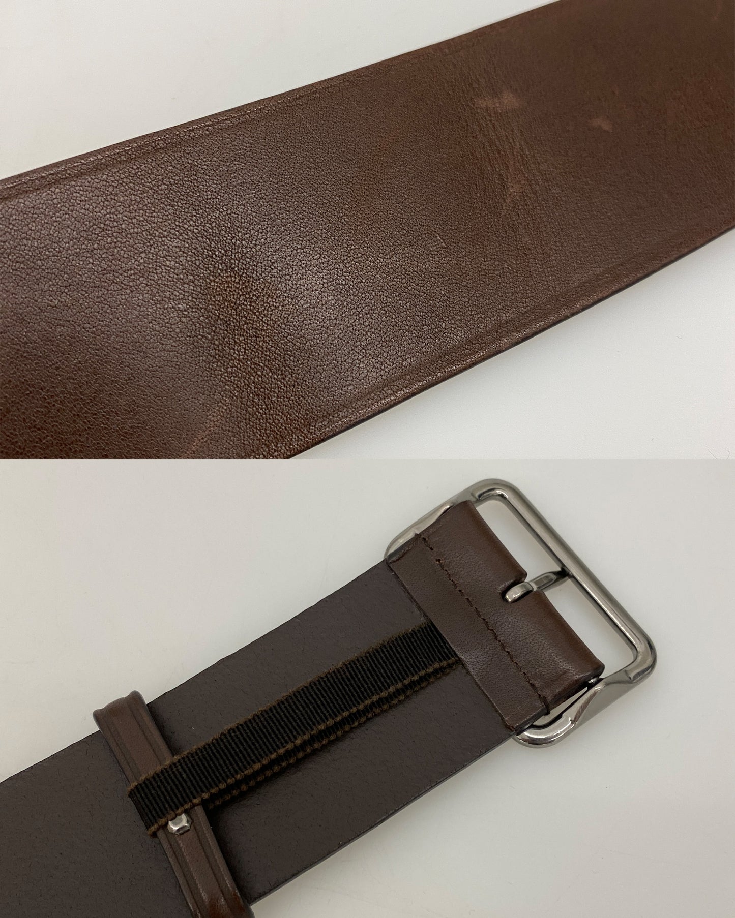 Jil Sander 1990s Big Leather Belt Brown