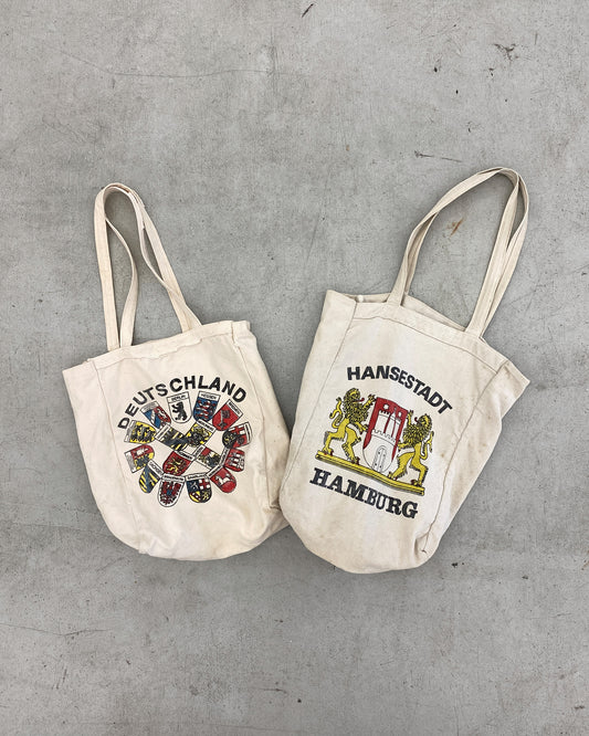 Vintage 1990s Deutschland 16 Bundesländer Tote Bag Offwhite