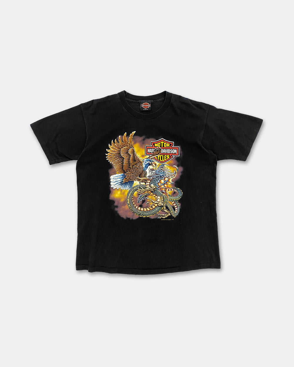 Harley Davidson 1988 T-Shirt mit 3D-Grafik und Einzelnaht, Schwarz 