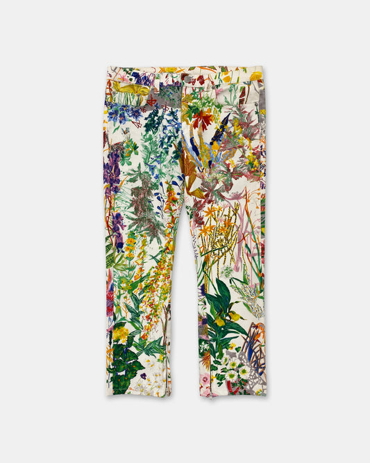 Helmut Lang SS2005 Swiss Flower Print Low Waist Denim Multicolor