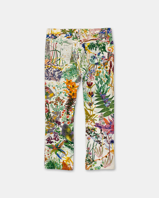 Helmut Lang SS2005 Swiss Flower Print Low Waist Denim Multicolor