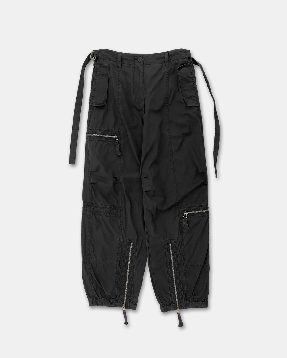 Helmut Lang 2010er Bondage Zip Pants Schwarz 