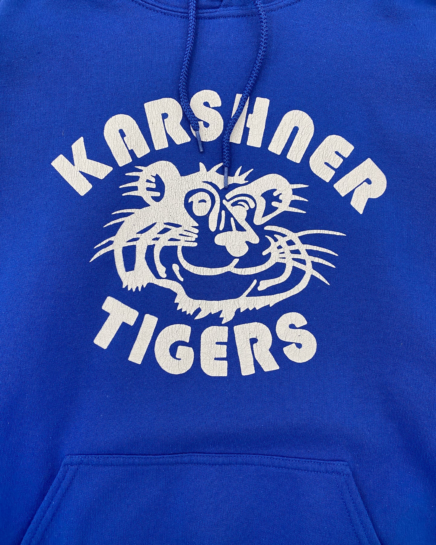 Vintage 2000er Karshner Tiger Grundschule Hoodie Blau 