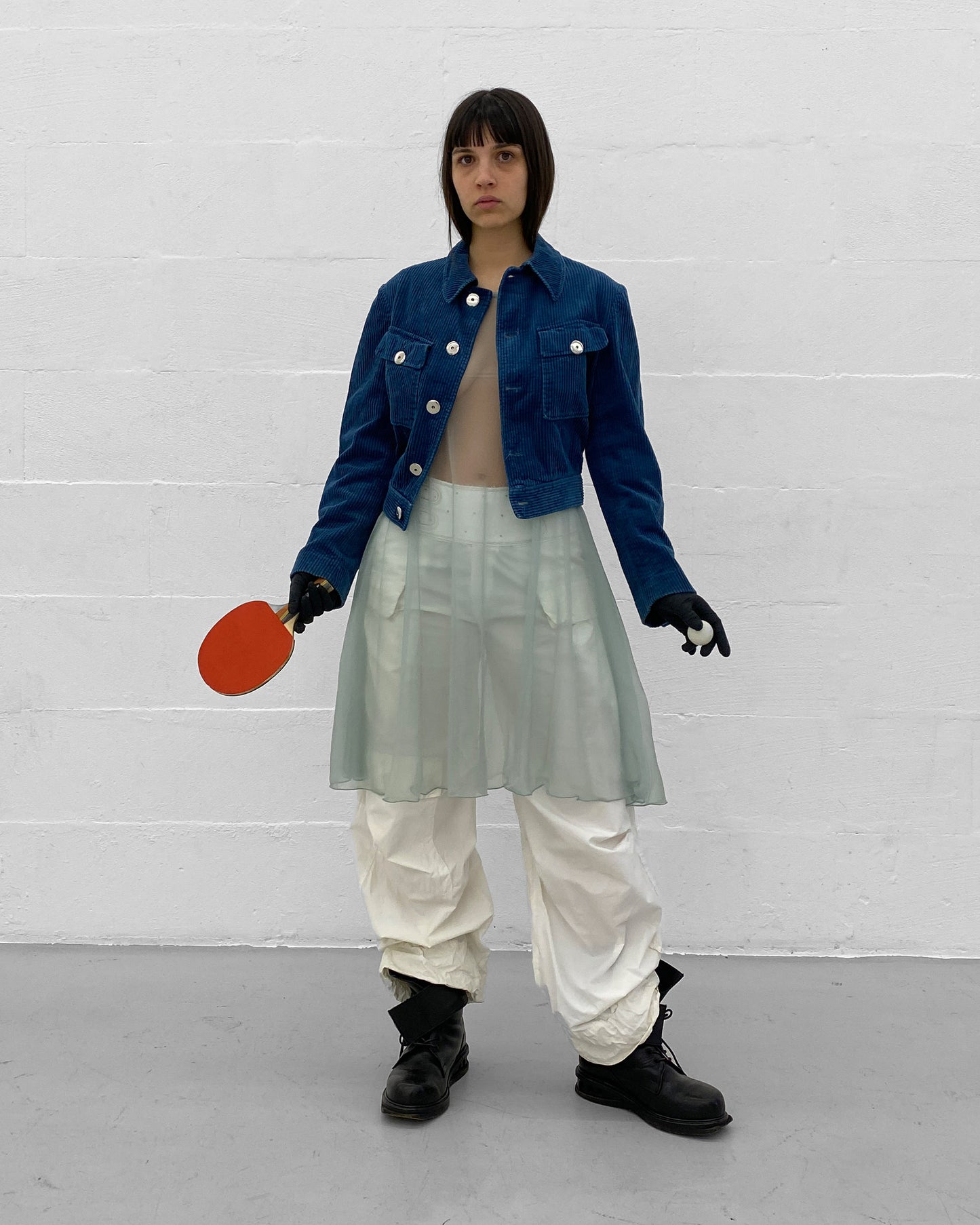 Junior Gaultier 1980s Cropped Cord Jacket Petrol