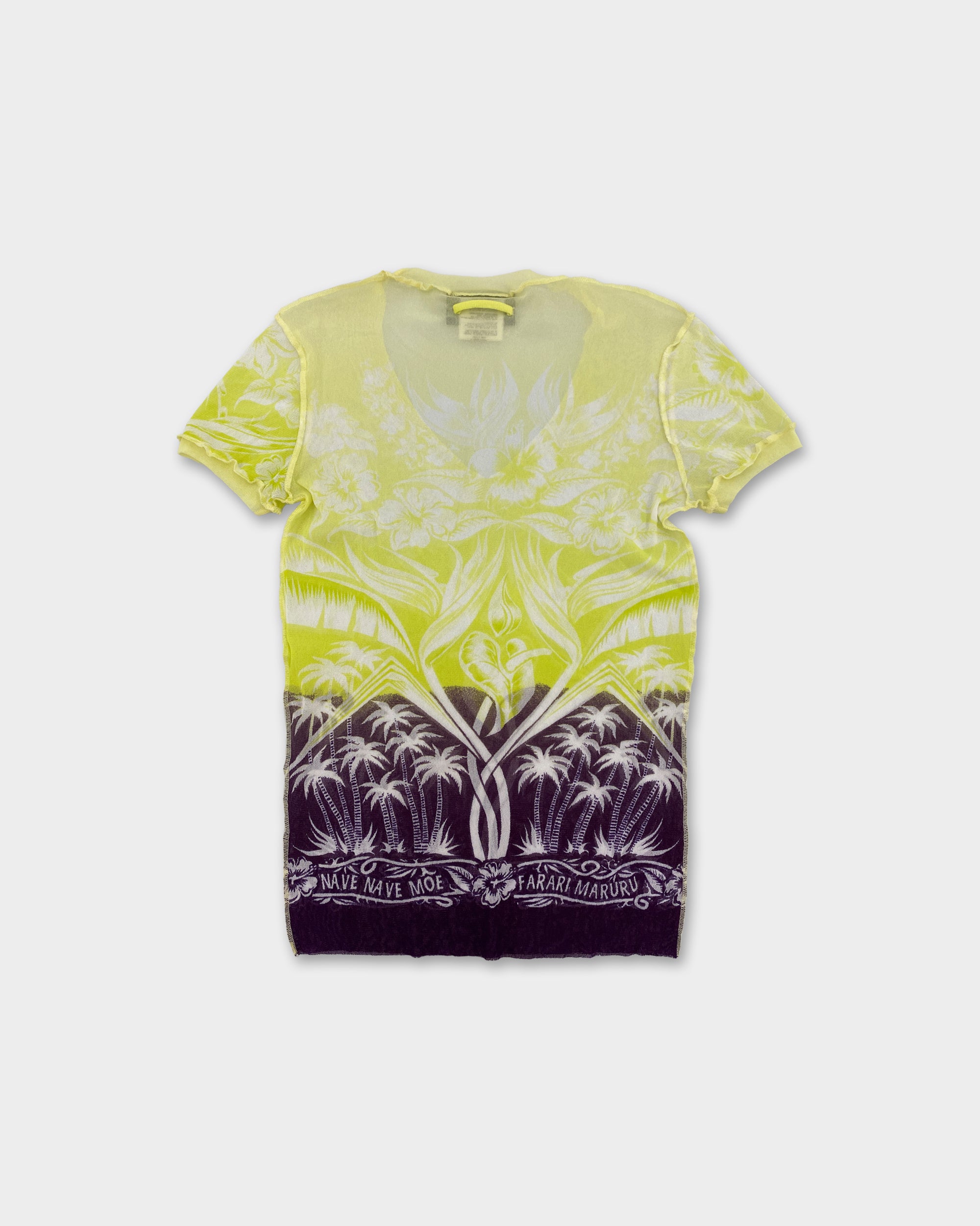 Jean Paul GAULTIER MAILLE ノースリーブシアーニットS Jean Paul Gaultier Maille SS1996 Hawaii Mesh Top Yellow Purple