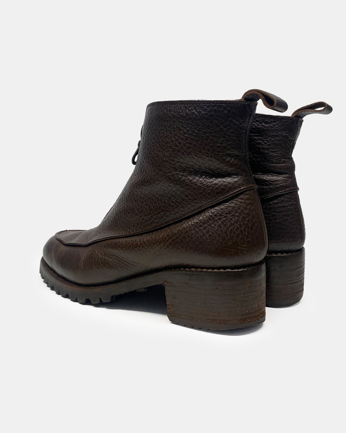 Jil Sander 1990s Leather Riri Zip Boot Brown