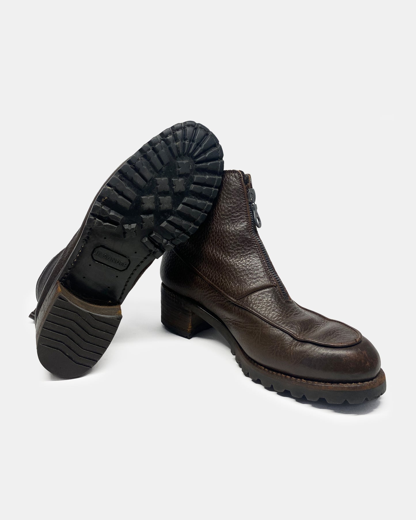 Jil Sander 1990s Leather Riri Zip Boot Brown