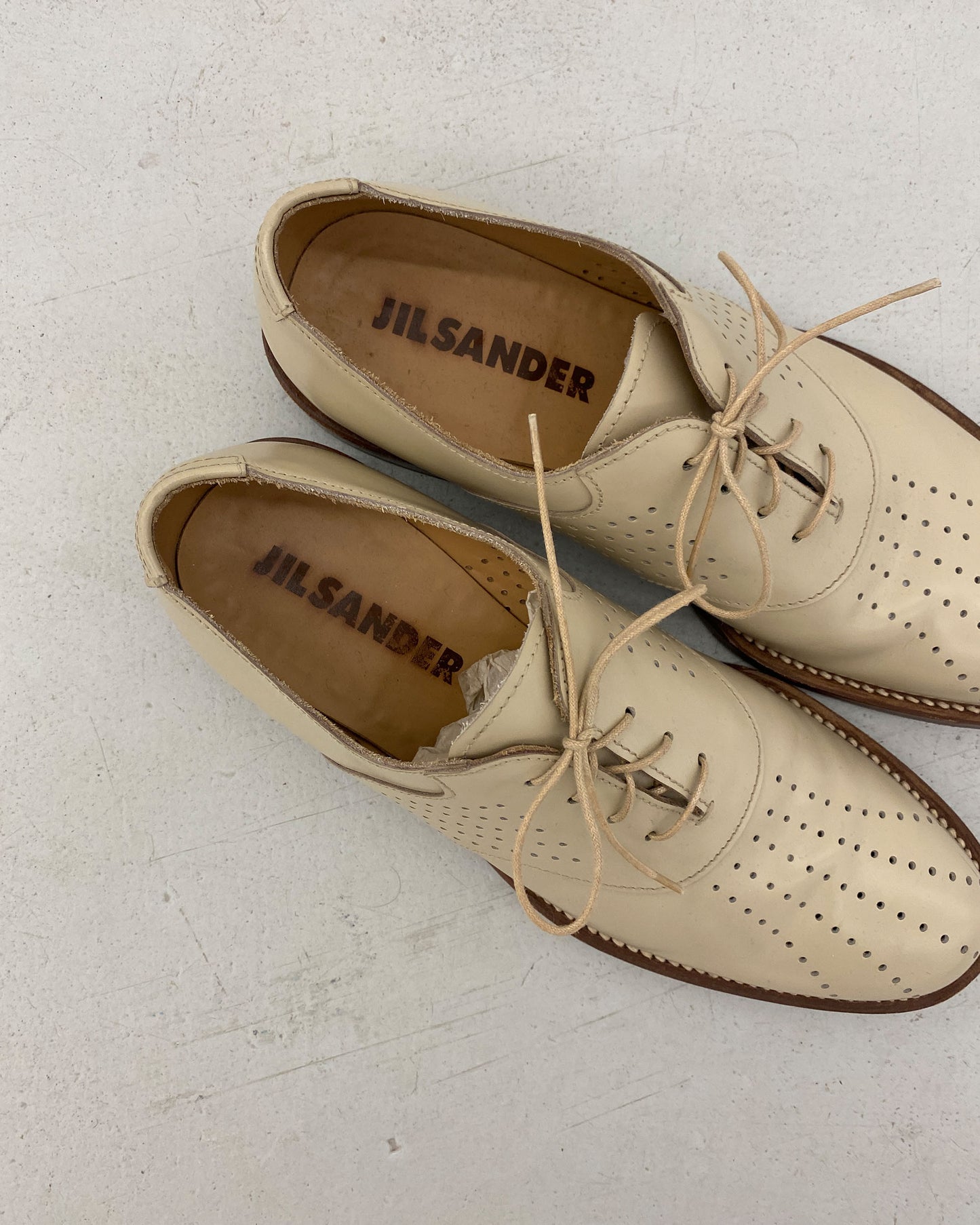 Jil Sander 2010s Holes Derby Shoes Light Beige