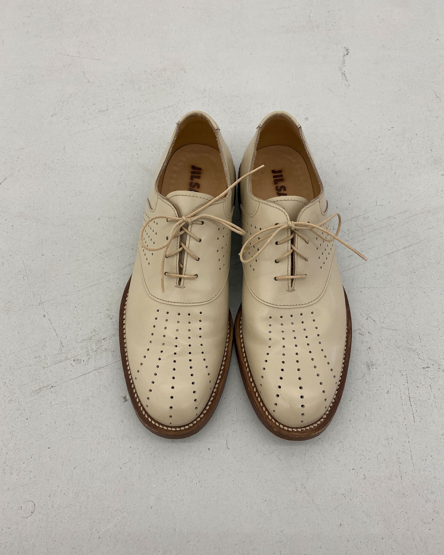 Jil Sander 2010s Holes Derby Shoes Light Beige