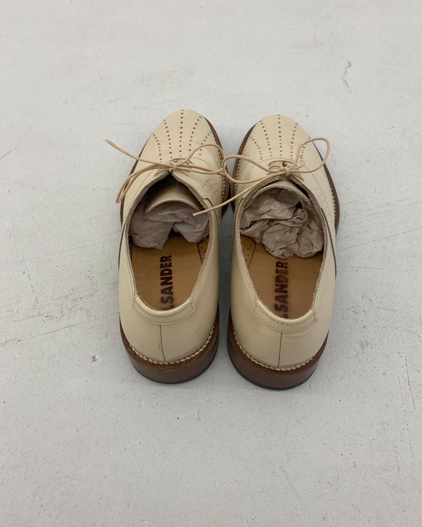 Jil Sander 2010s Holes Derby Schuhe Hellbeige 