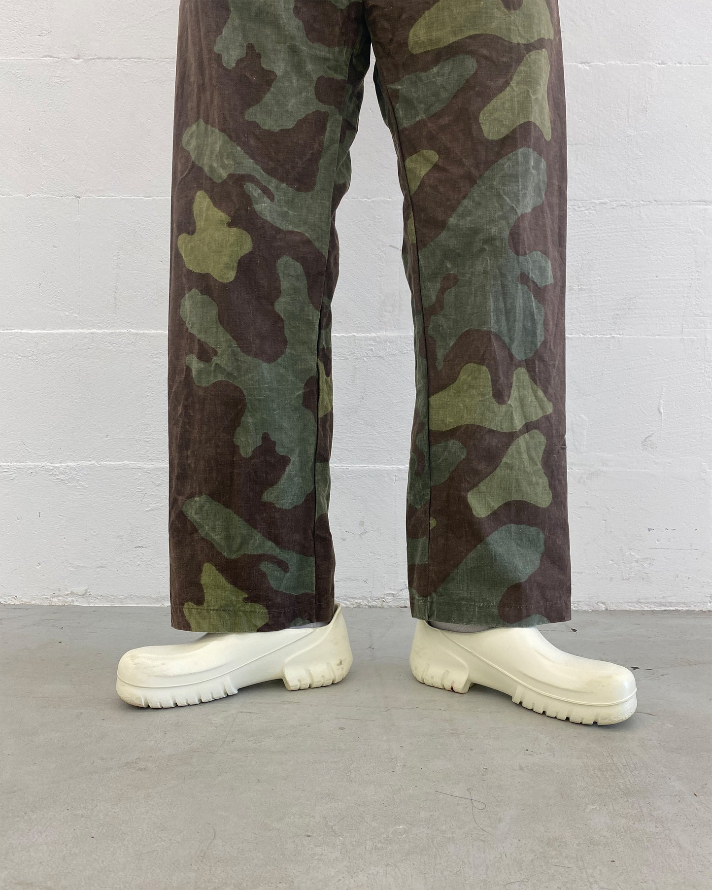 Vintage 1970s Military Buckleback Italian Camo Pants Green Brown