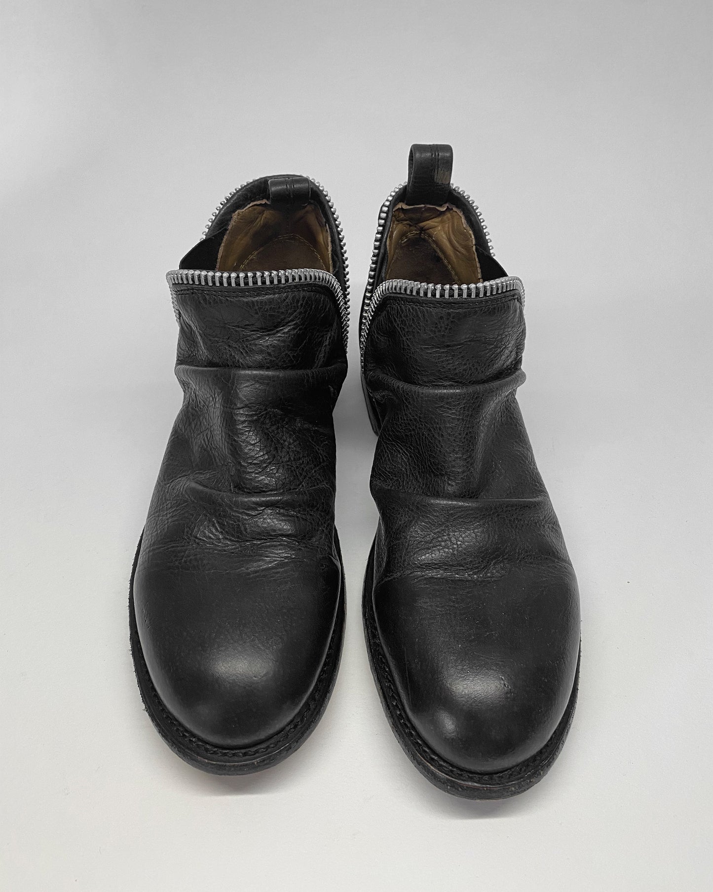 John Fluevog 1990s Zip Leather Shoes Black