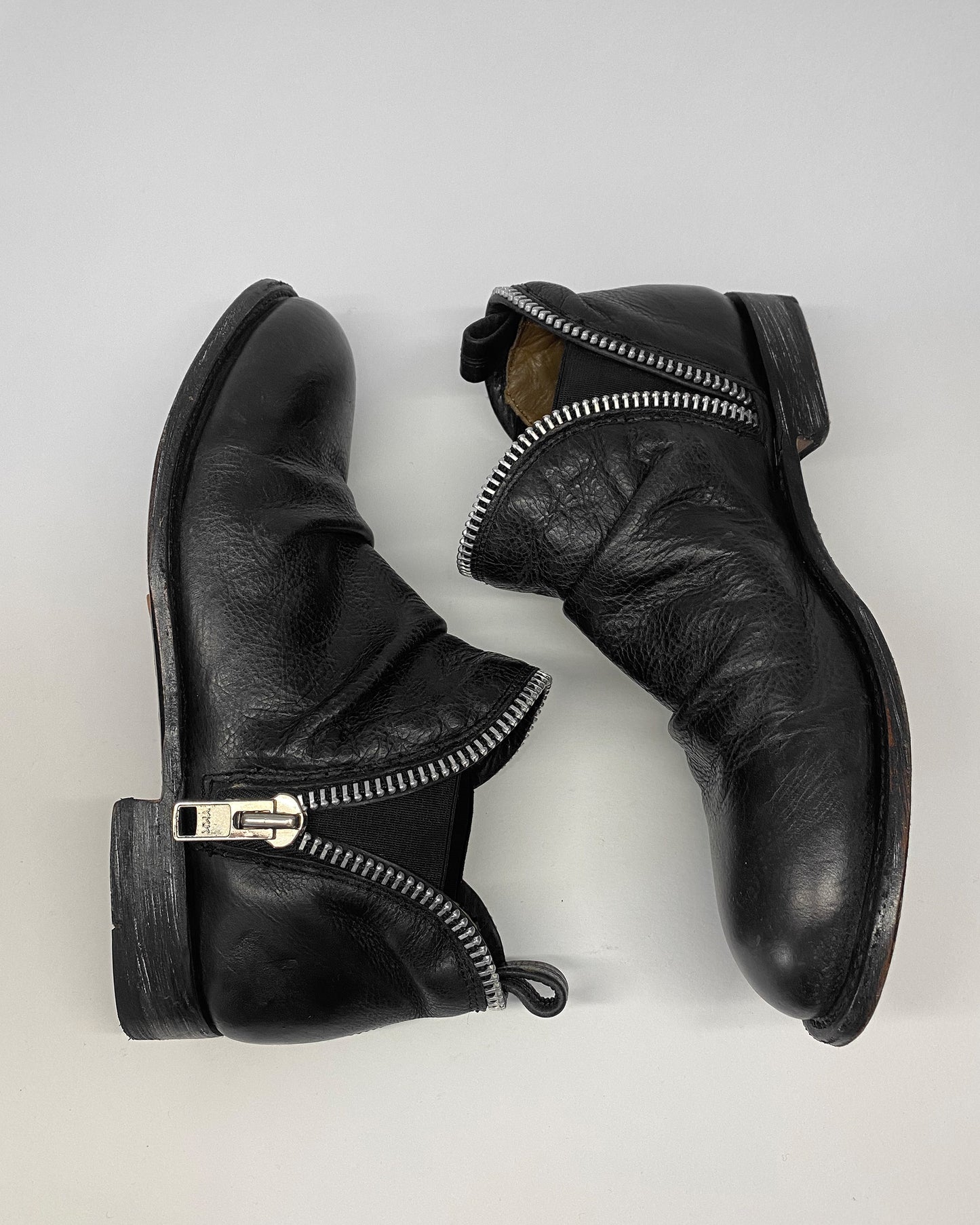 John Fluevog 1990s Zip Leather Shoes Black