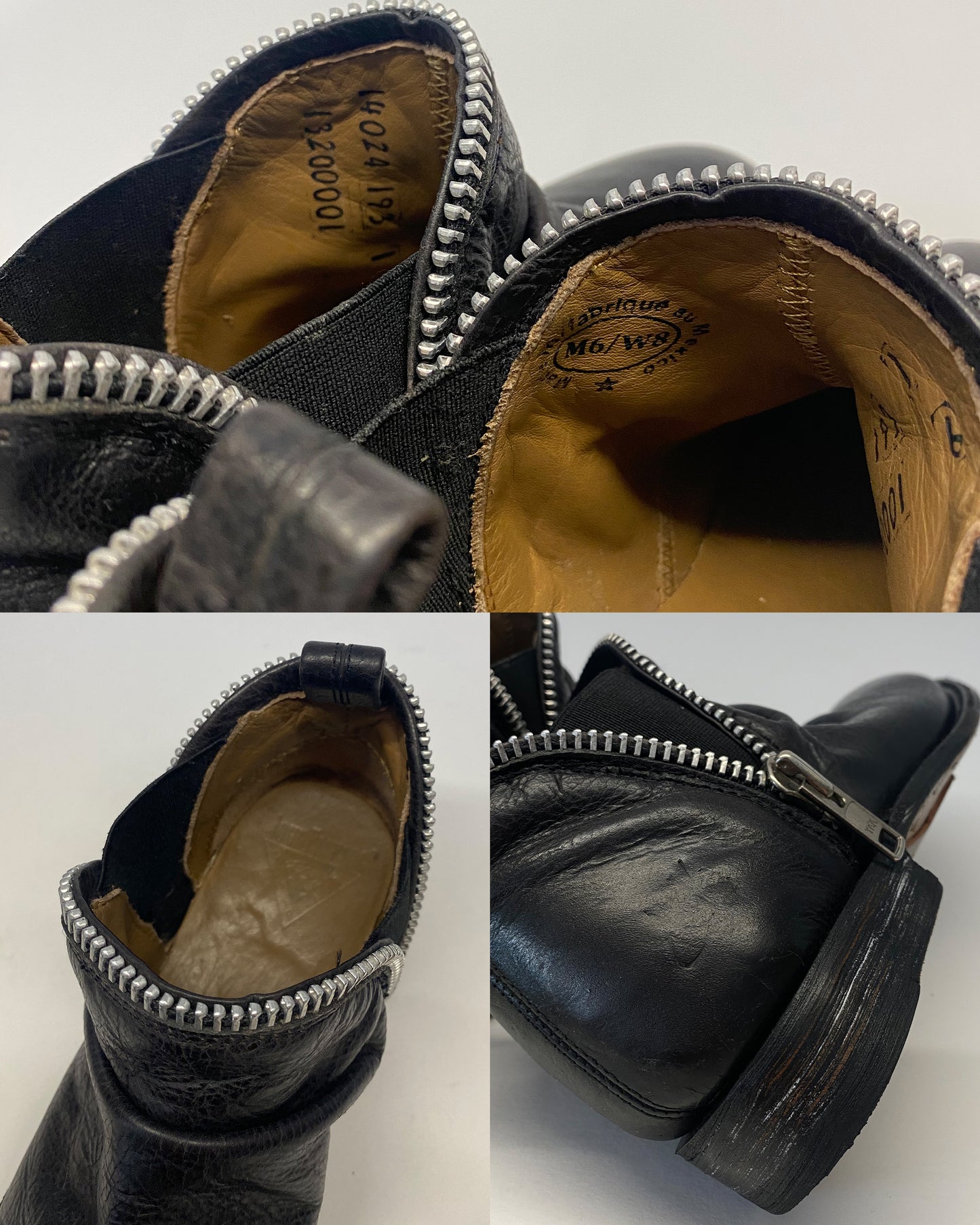 John Fluevog 1990er Lederschuhe mit Reißverschluss Schwarz 