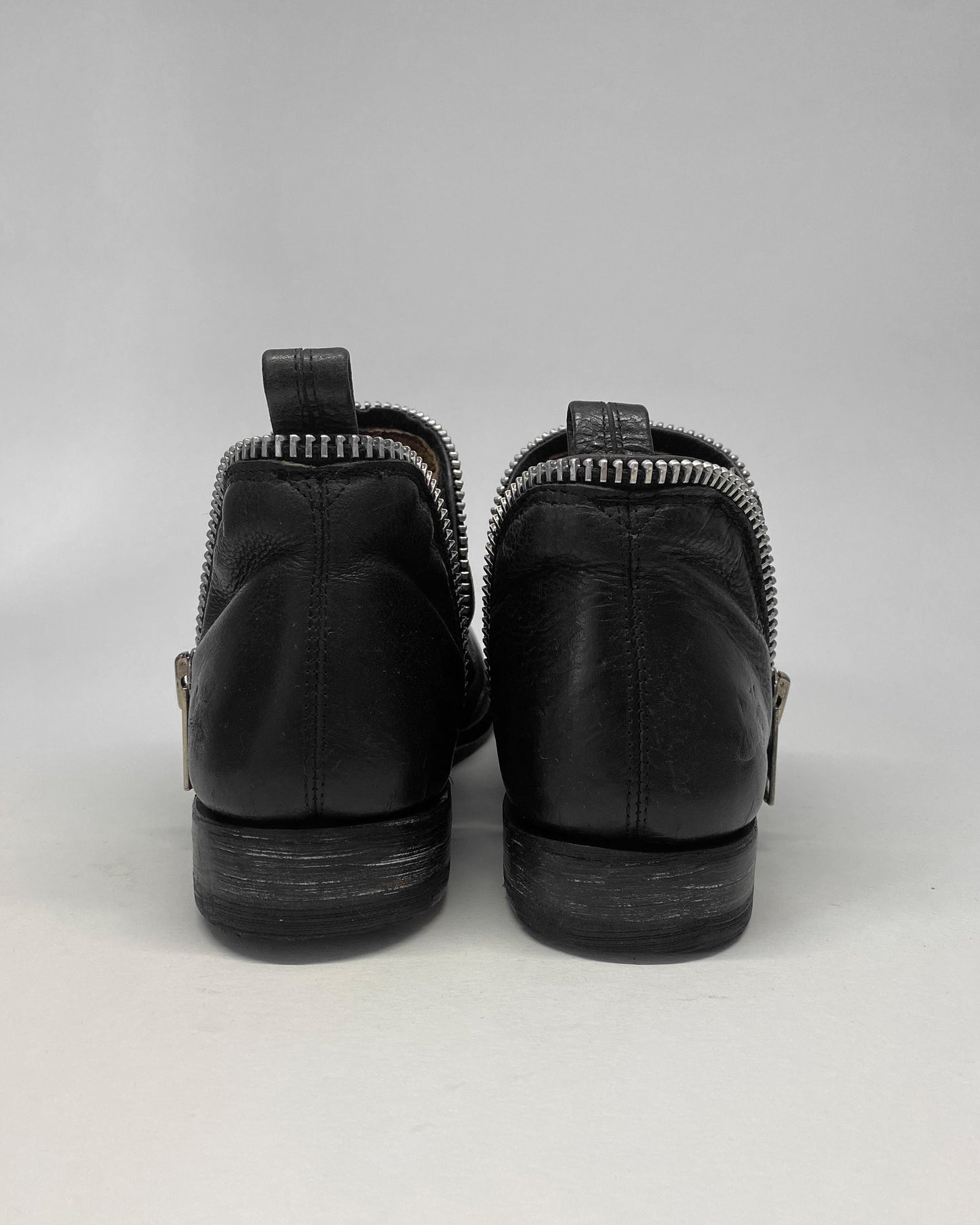 John Fluevog 1990s Zip Leather Shoes Black