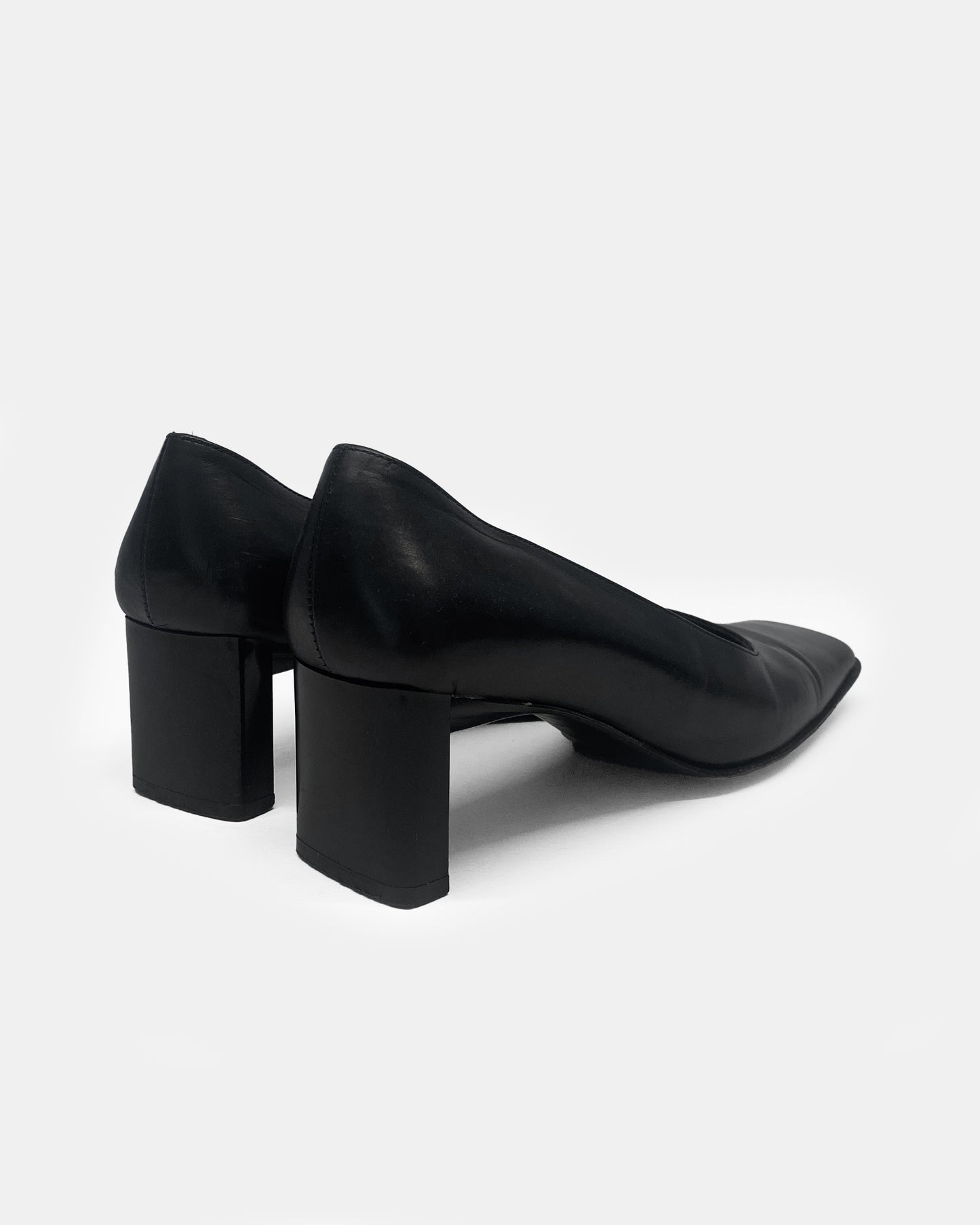 Kenzo 2000s Leather Square Toe Heels Black