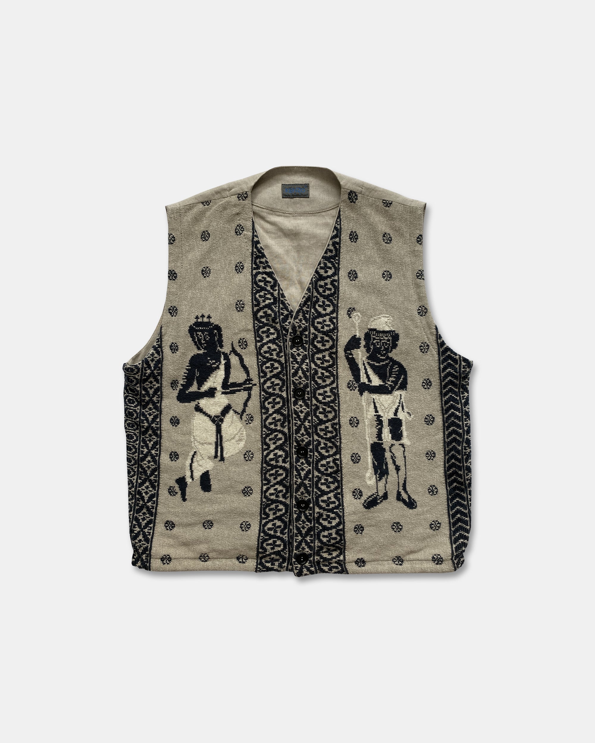 Kenzo Homme 1990s African Character Linen Vest Creme – Knud Peters
