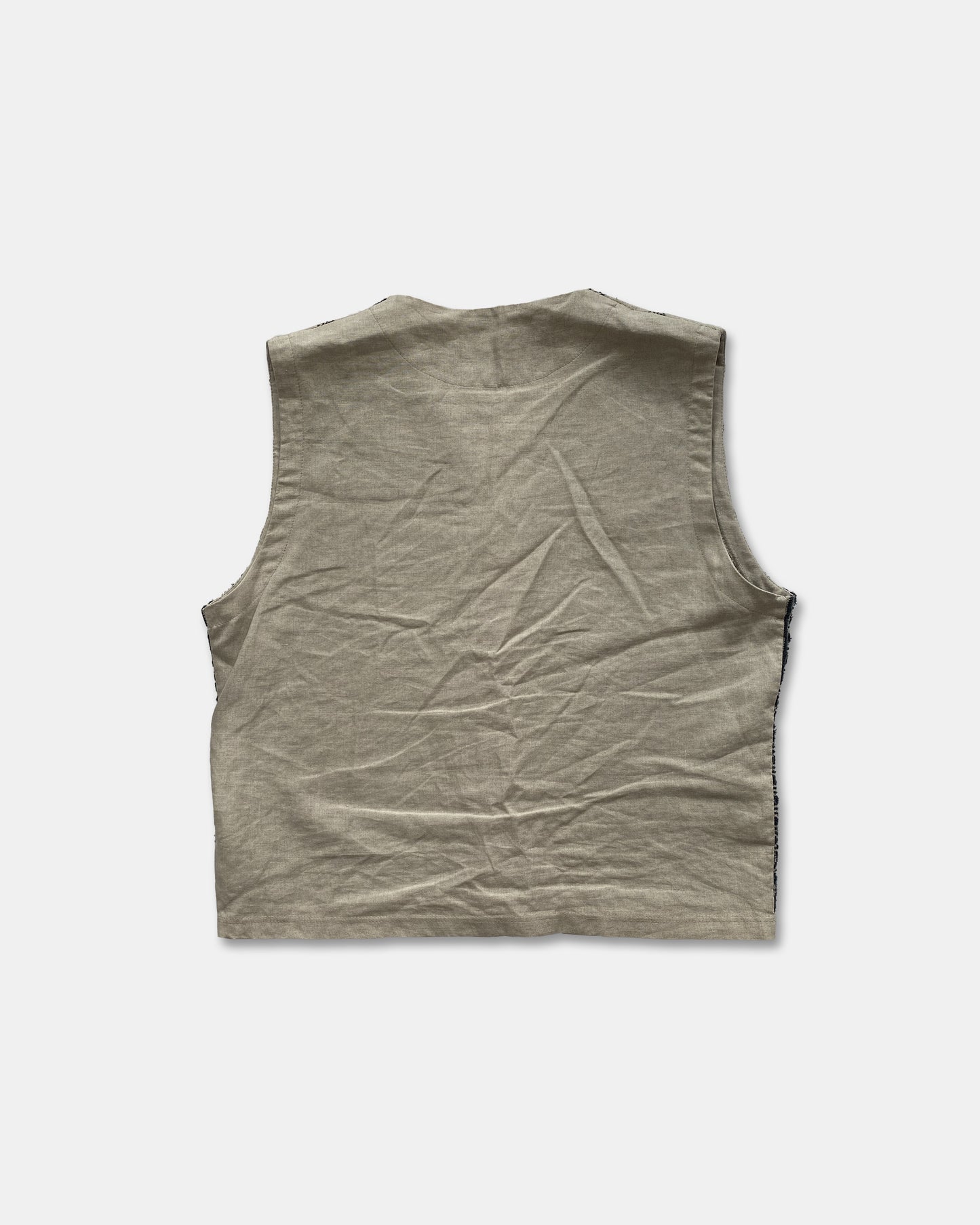 Kenzo Homme 1990s African Character Linen Vest Beige