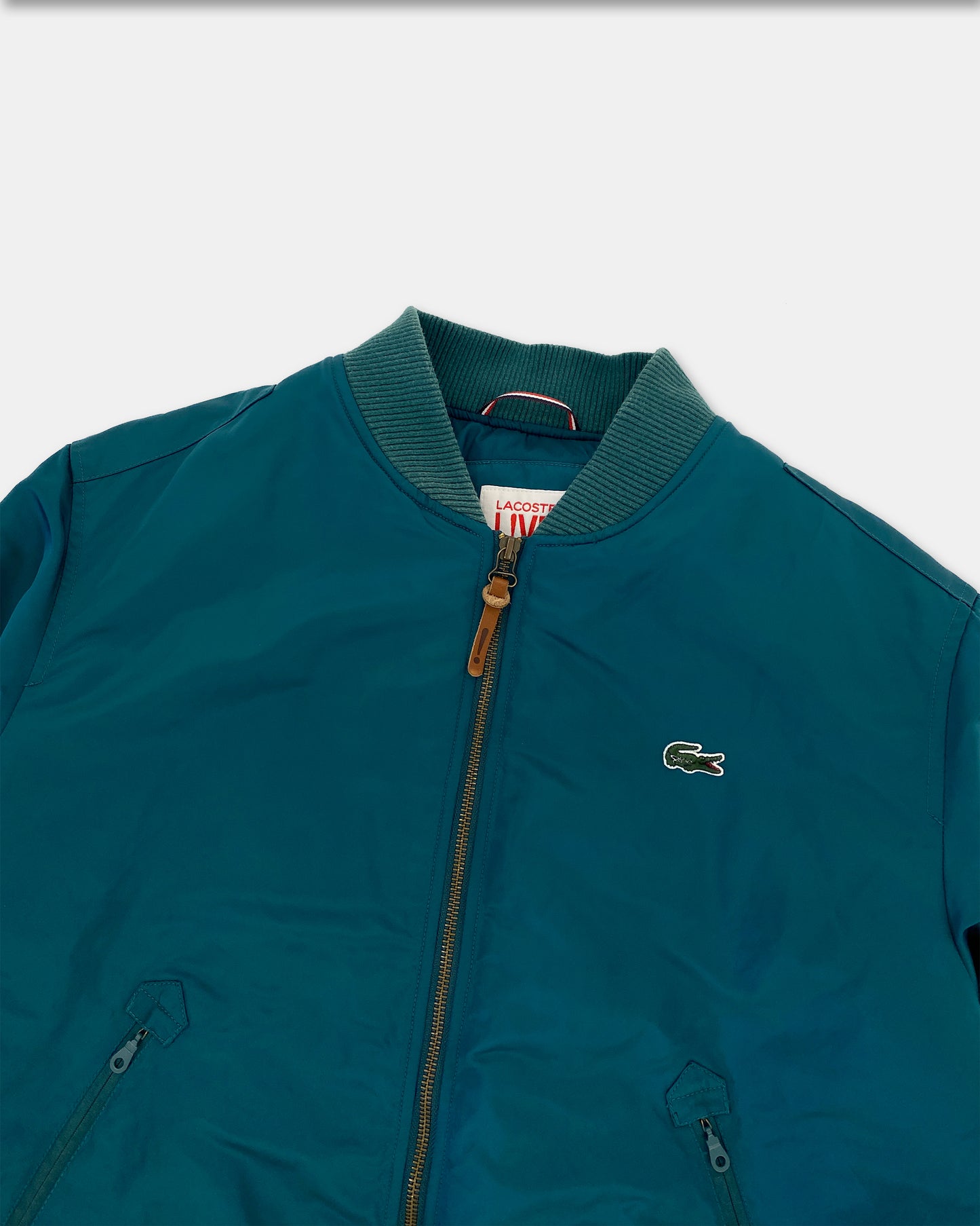 Lacoste L!ve 2010s Bomberjacke glänzendes Petrol 