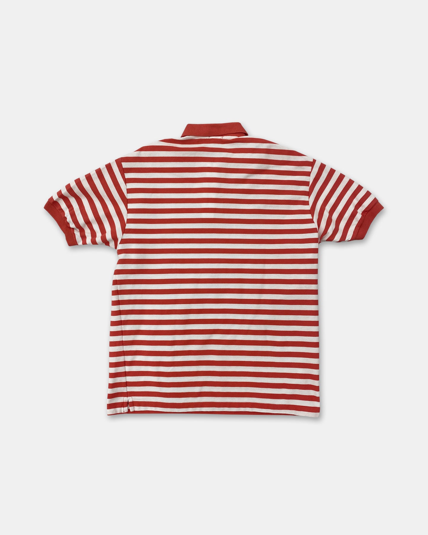 Lacoste Izod 1990s Striped Piqué Polo Shirt White Coral