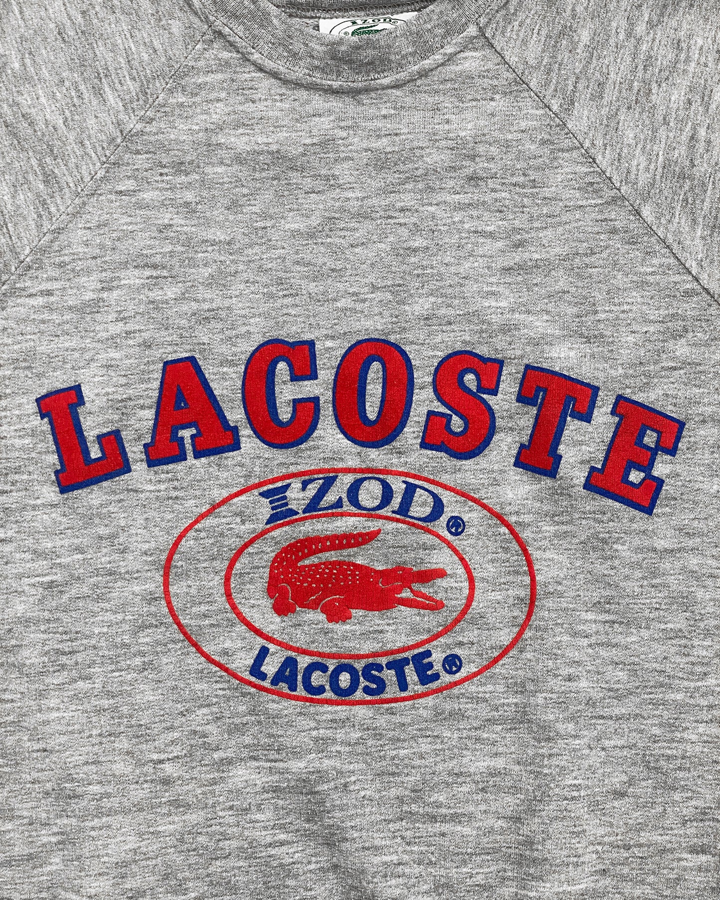 Lacoste Izod 1980s Raglan Logo Crewneck Heathergrey