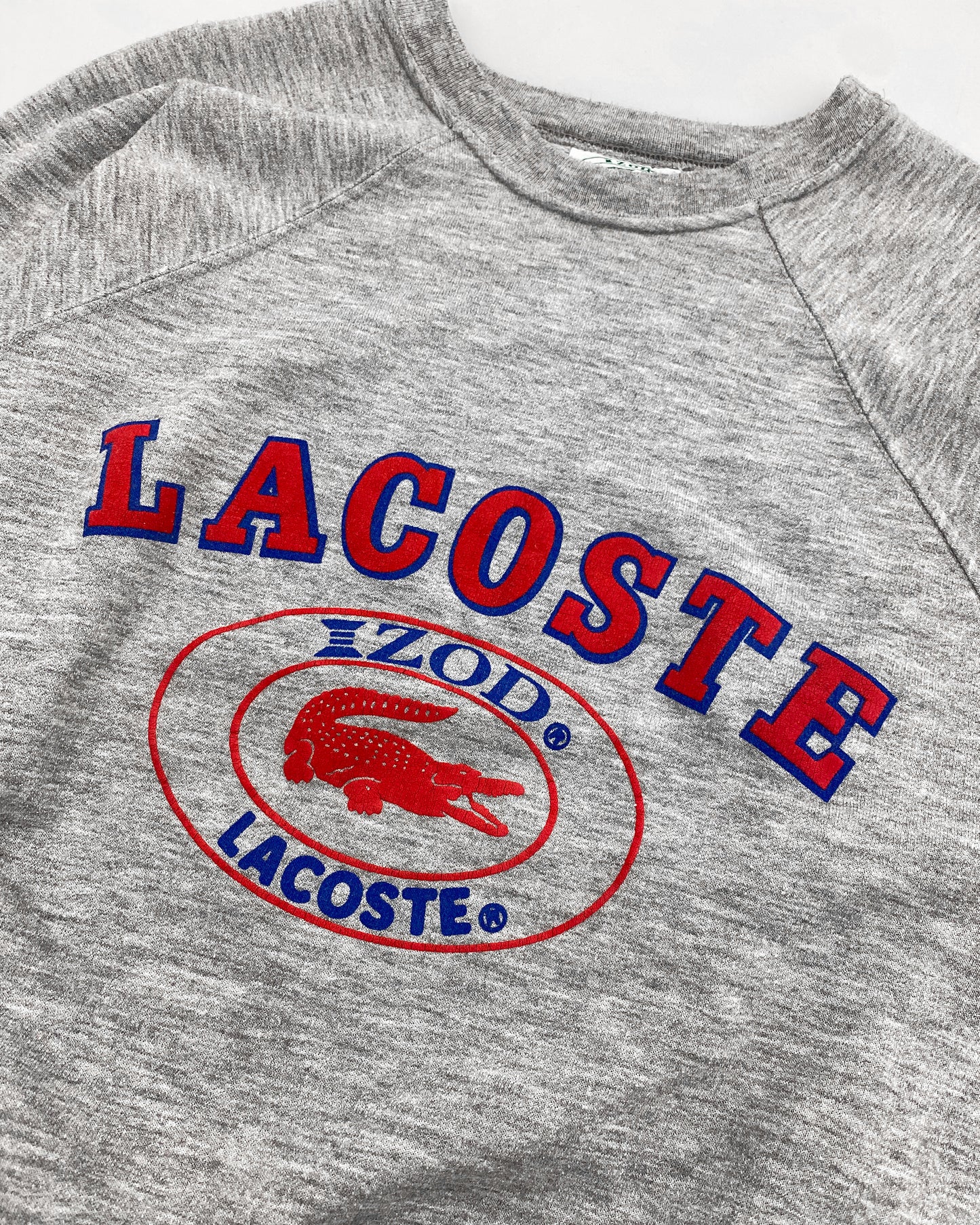 Lacoste Izod 1980s Raglan Logo Crewneck Heathergrey