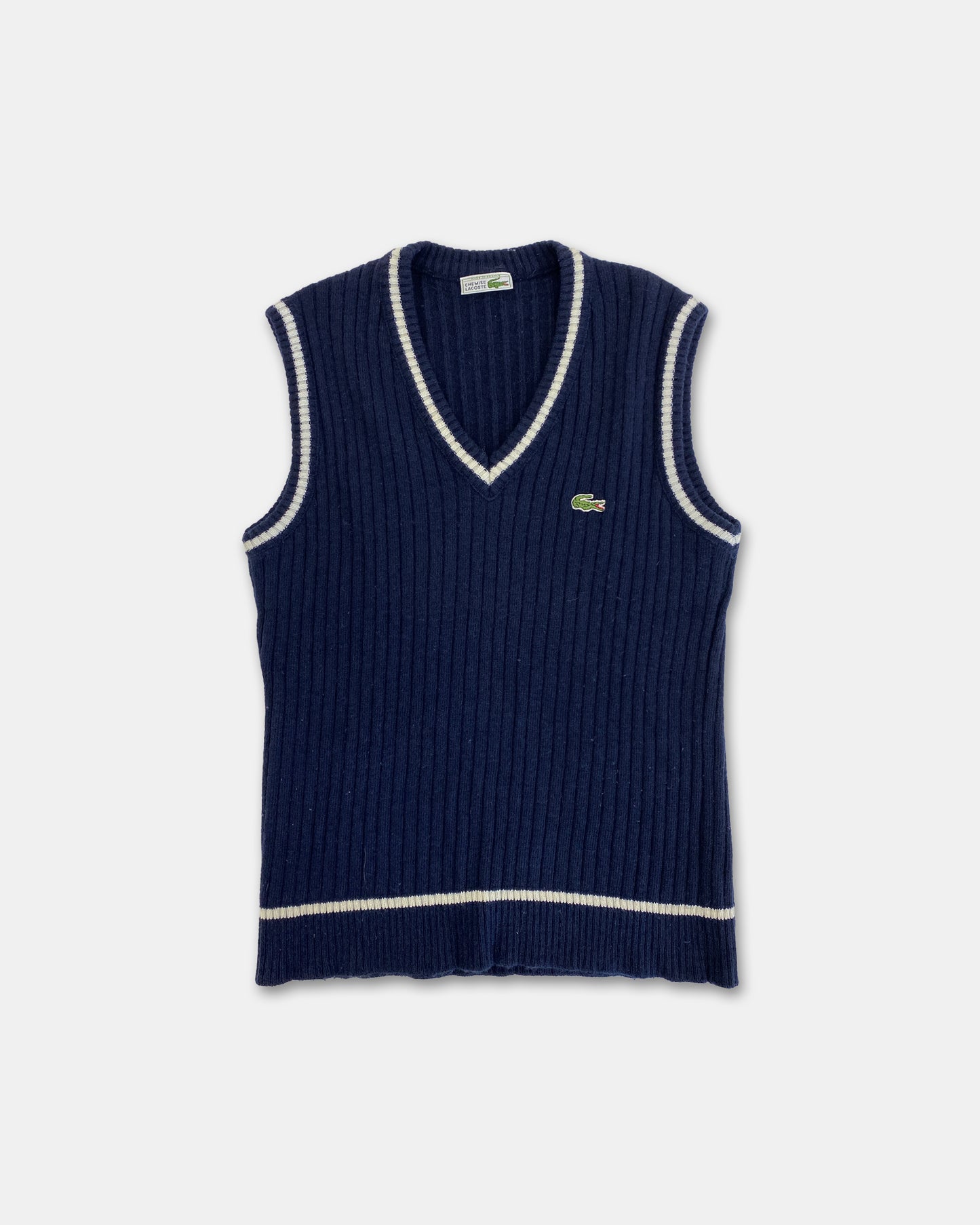 Lacoste – Strickpulloverweste im Stil der 1980er, Marineblau 