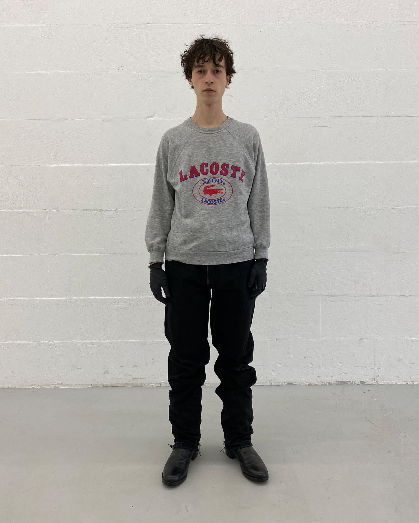 Lacoste Izod 1980s Raglan Logo Crewneck Heathergrey