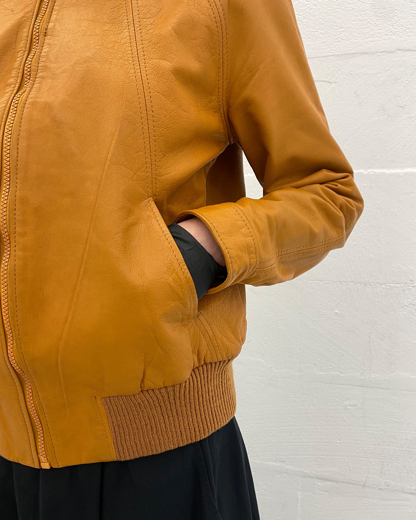 Vintage 1980s Seam Leatherjacket Yellow