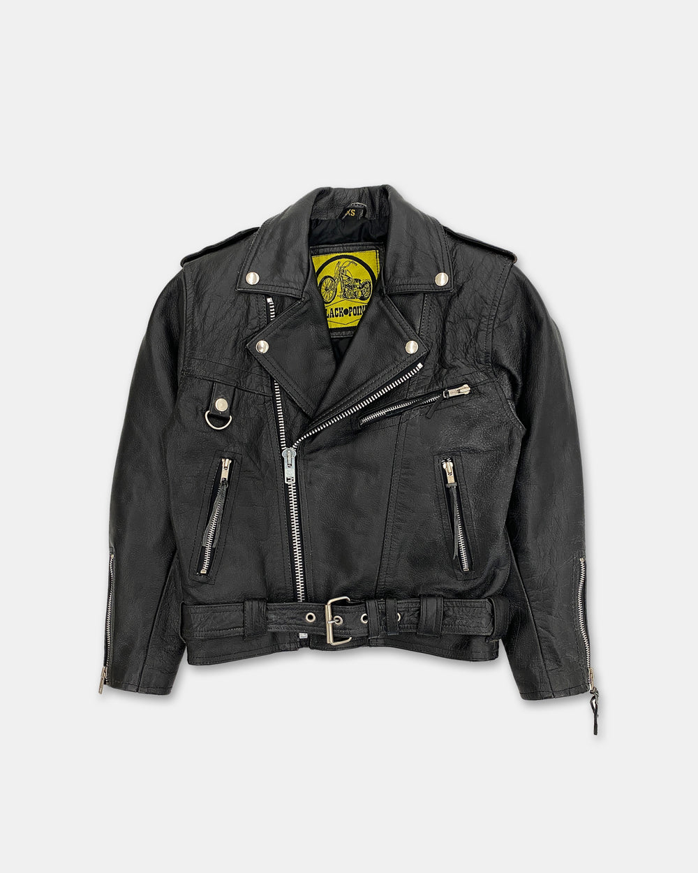 Black Point 1990s Biker Leatherjacket Black