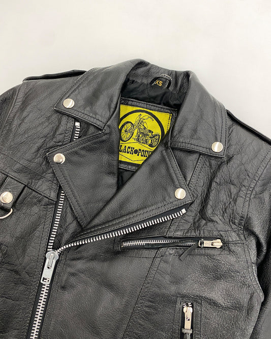 Black Point 1990s Biker Leatherjacket Black