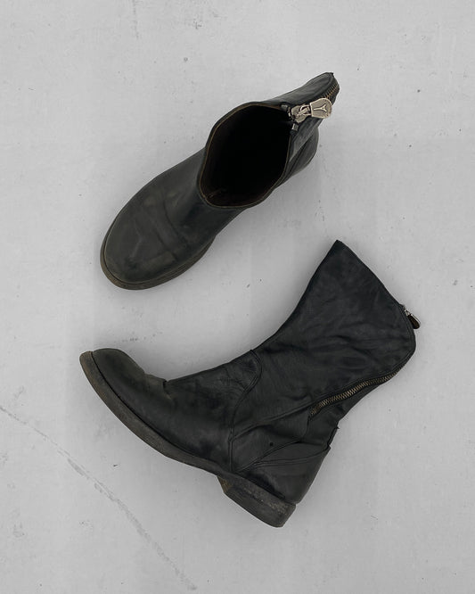 Le Ruemarcel 2000s Tornado Lederstiefel mit Reißverschluss Schwarz 