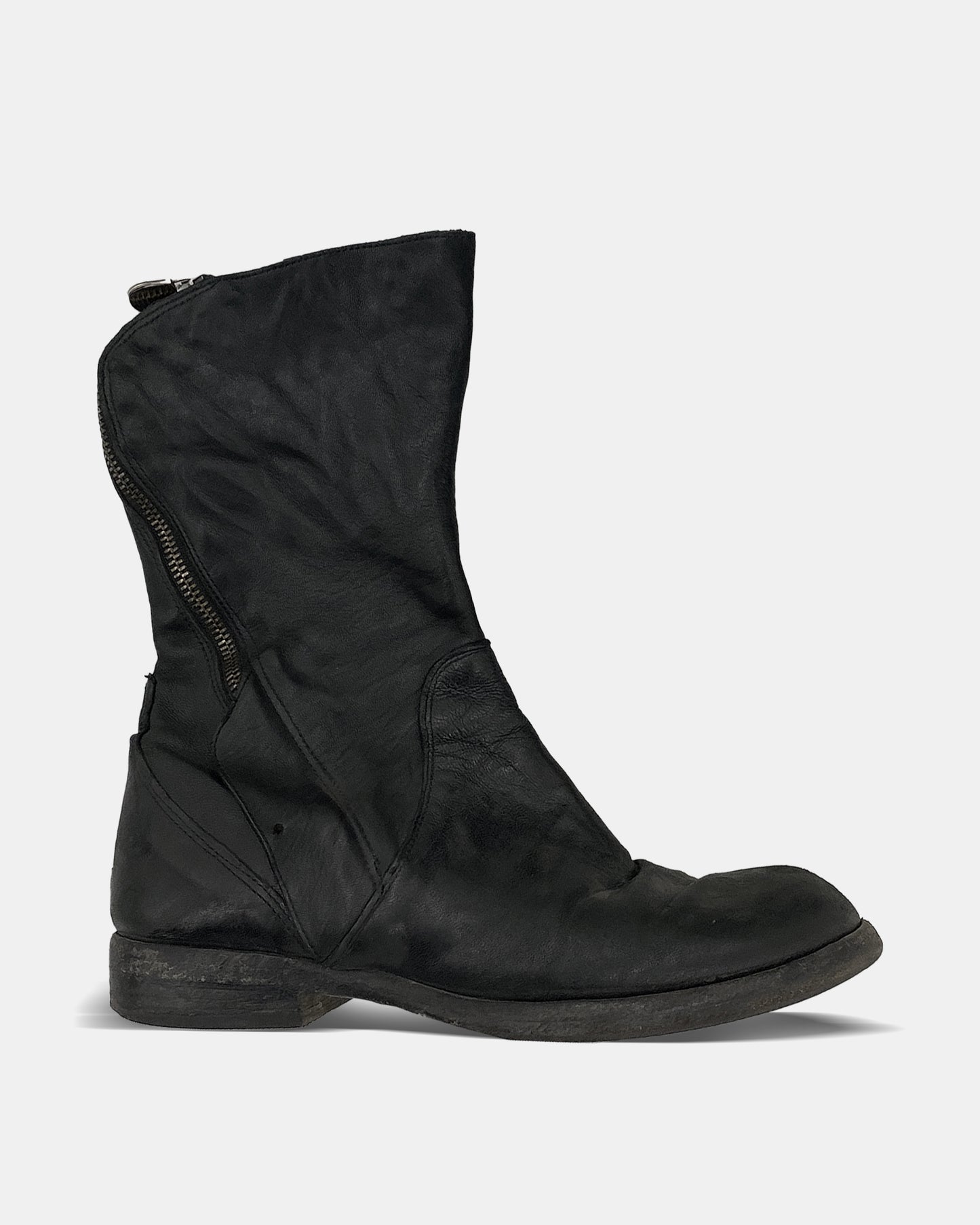 Le Ruemarcel 2000s Tornado Lederstiefel mit Reißverschluss Schwarz 